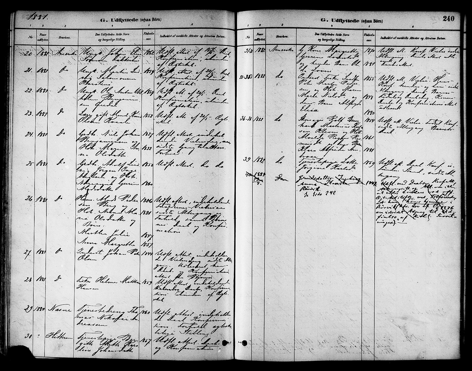 Ministerialprotokoller, klokkerbøker og fødselsregistre - Nord-Trøndelag, SAT/A-1458/786/L0686: Parish register (official) no. 786A02, 1880-1887, p. 240