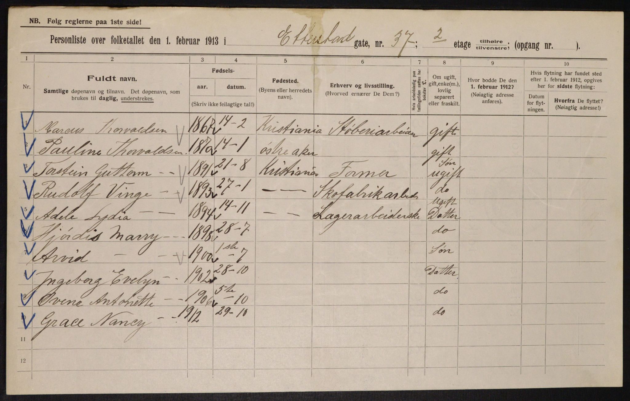 OBA, Municipal Census 1913 for Kristiania, 1913, p. 22745