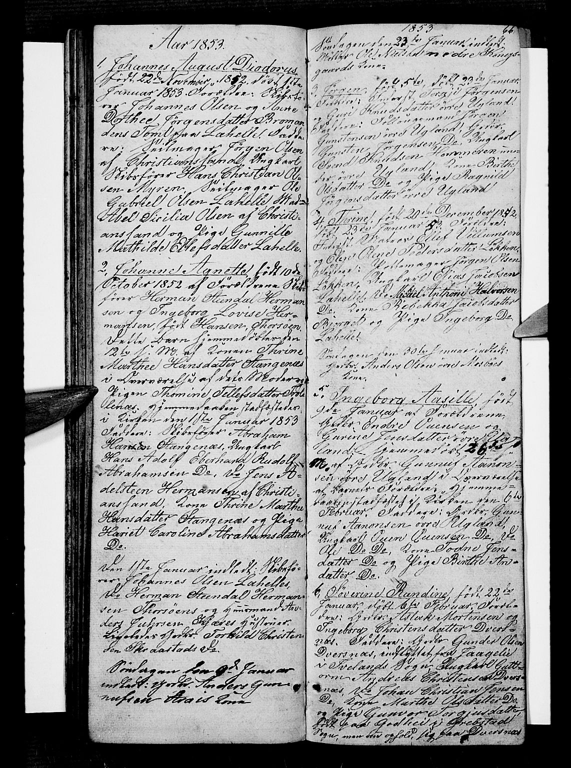 Oddernes sokneprestkontor, AV/SAK-1111-0033/F/Fb/Fba/L0005: Parish register (copy) no. B 5, 1846-1859, p. 66