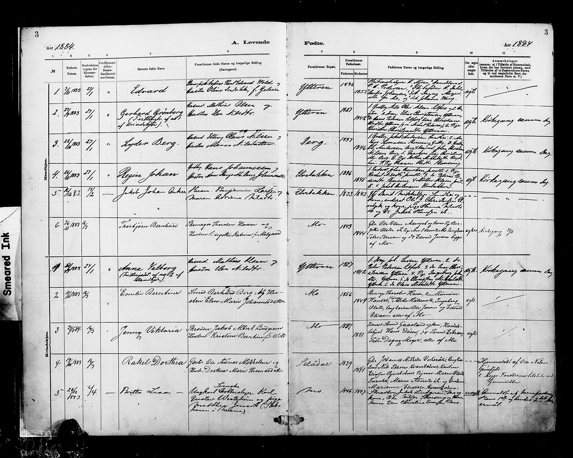 Ministerialprotokoller, klokkerbøker og fødselsregistre - Nordland, AV/SAT-A-1459/827/L0400: Parish register (official) no. 827A12, 1883-1903, p. 3