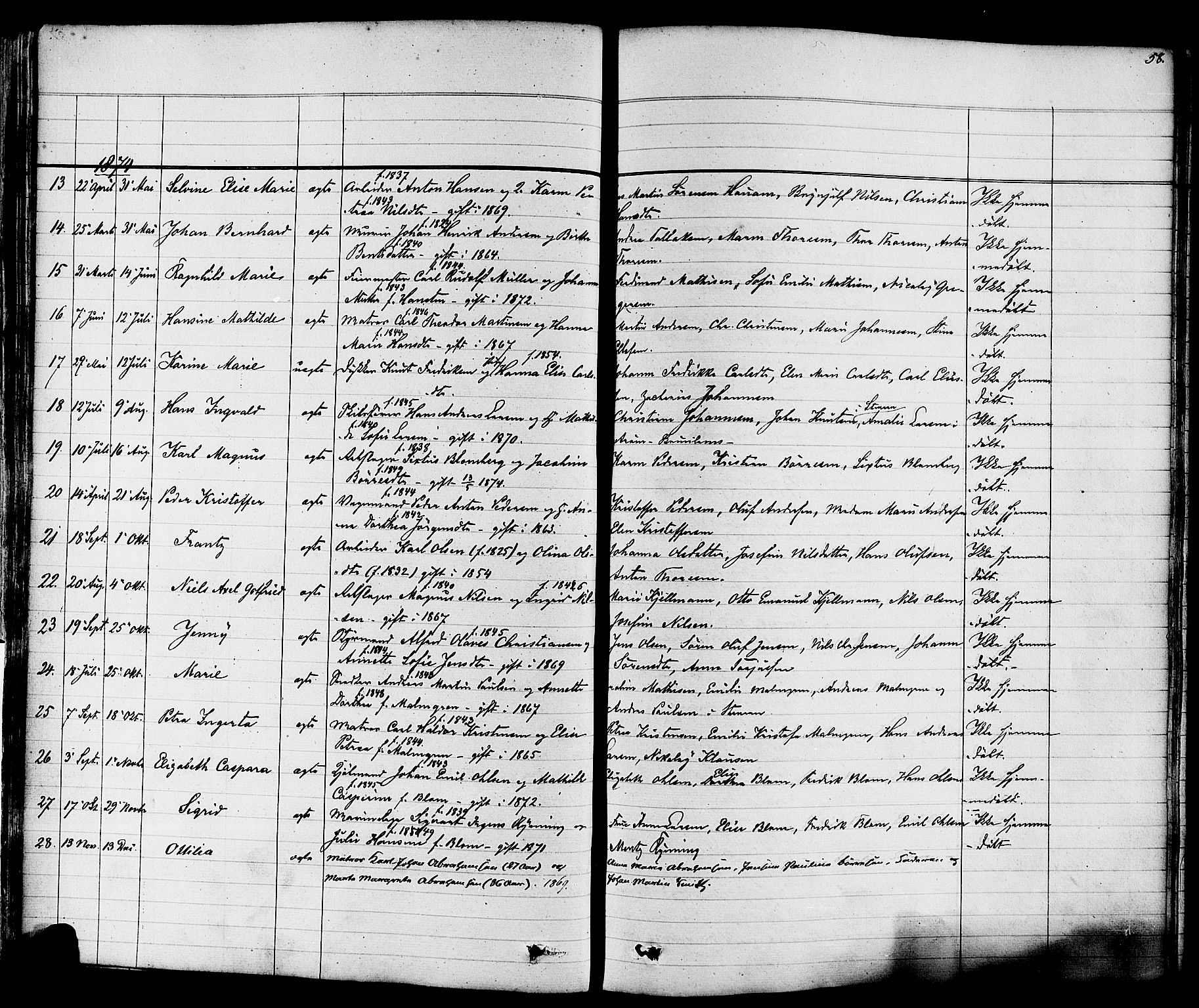 Stavern kirkebøker, AV/SAKO-A-318/F/Fa/L0007: Parish register (official) no. 7, 1840-1877, p. 58