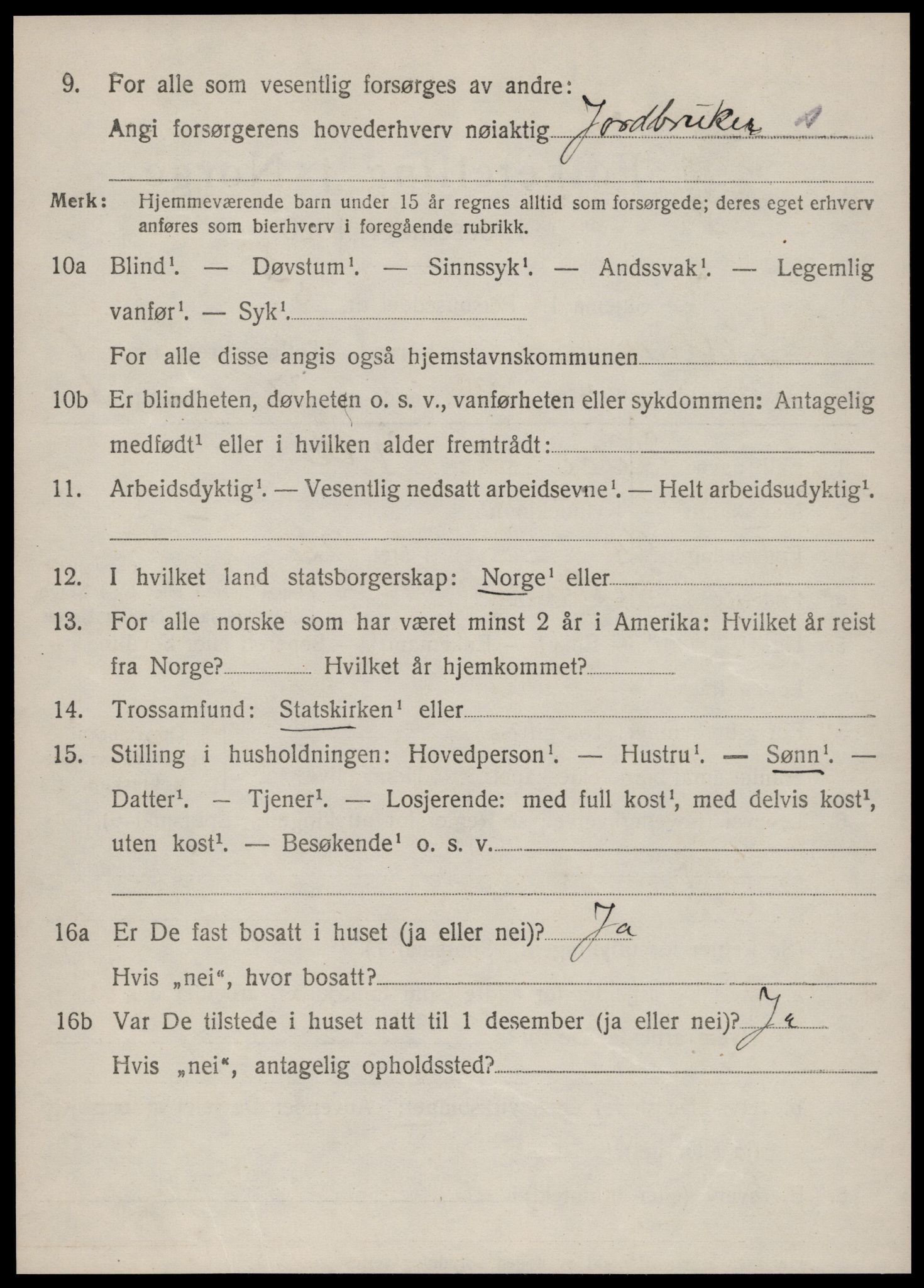 SAT, 1920 census for Vestnes, 1920, p. 1742