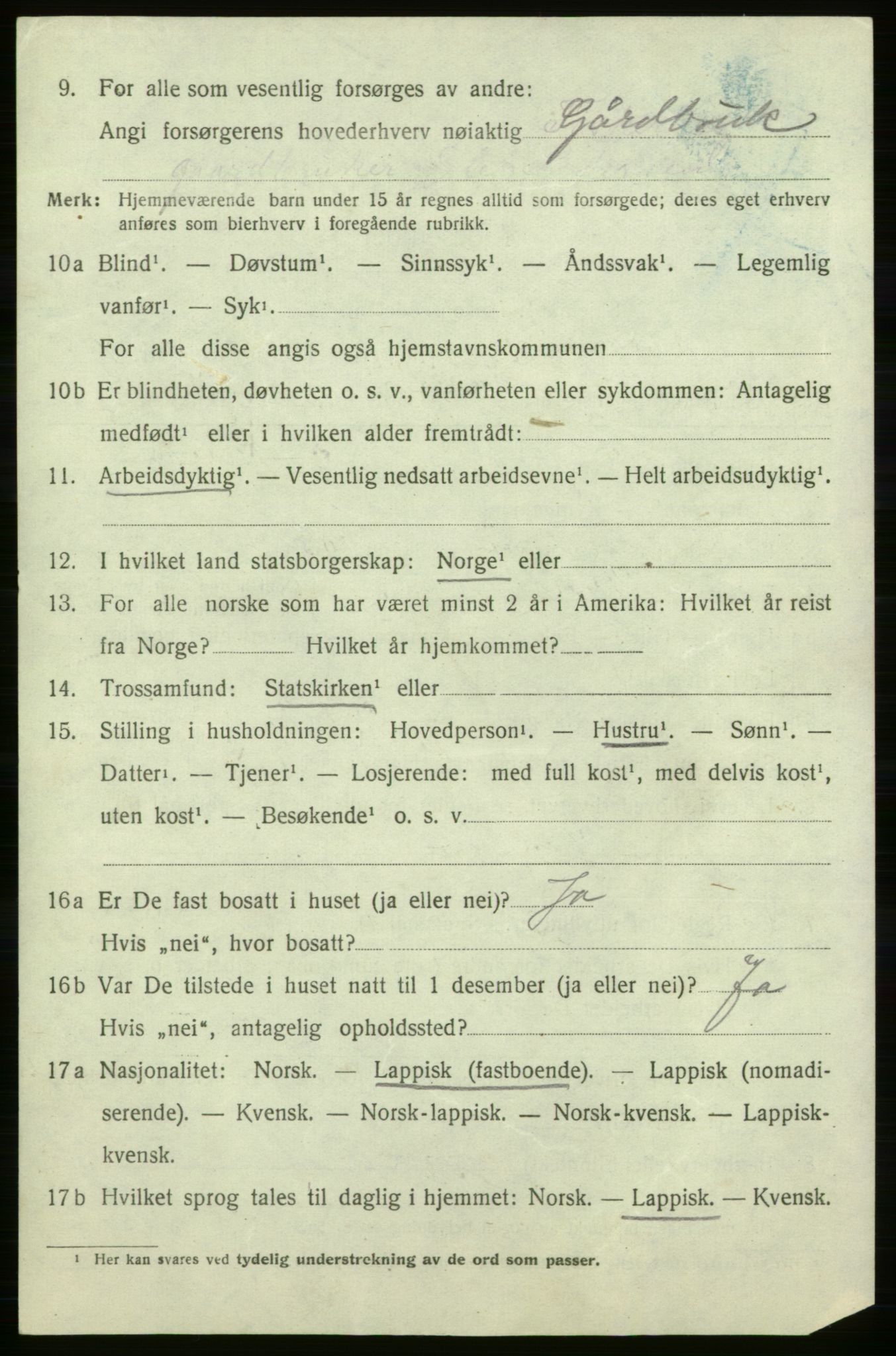 SATØ, 1920 census for Kistrand, 1920, p. 2381