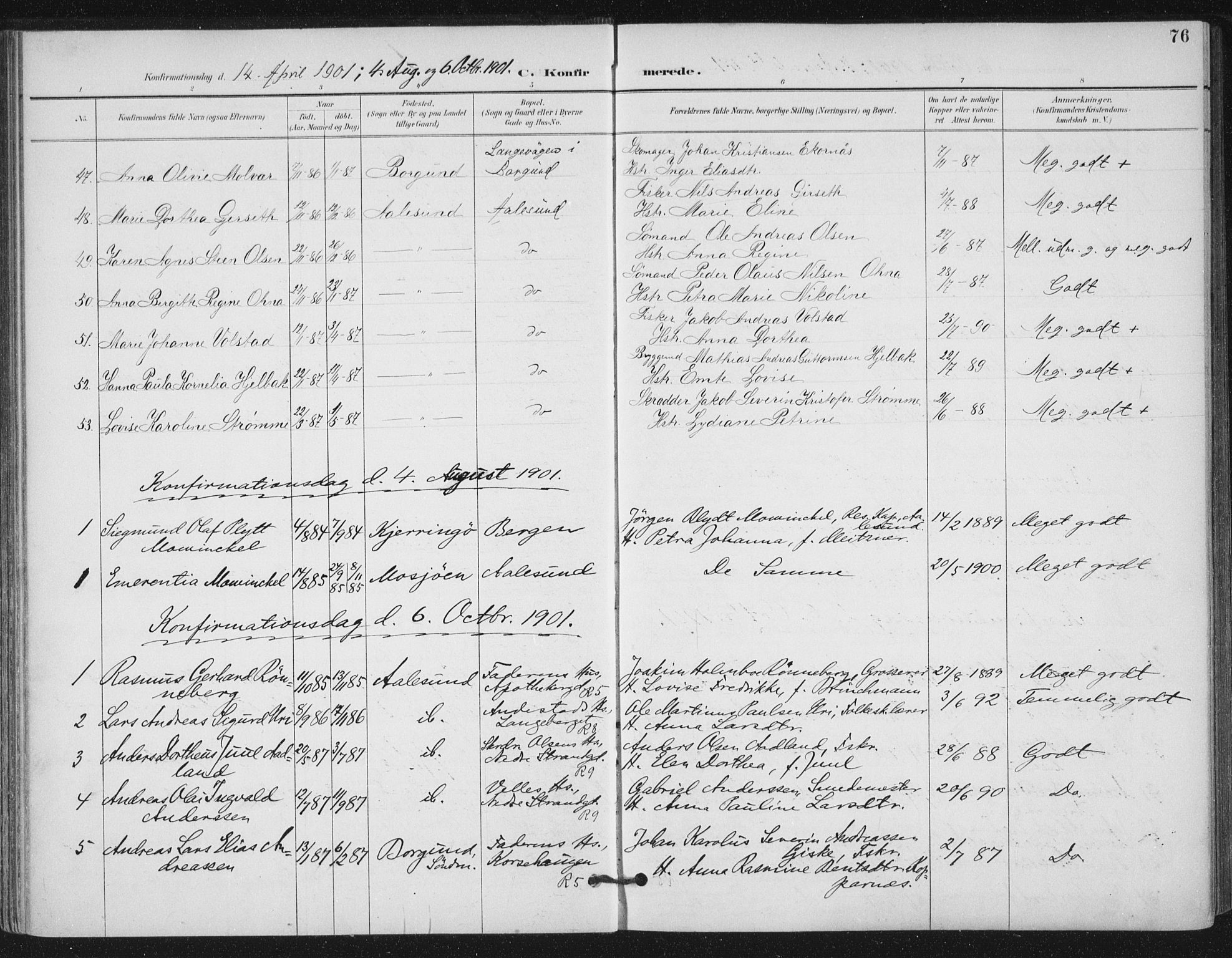 Ministerialprotokoller, klokkerbøker og fødselsregistre - Møre og Romsdal, AV/SAT-A-1454/529/L0457: Parish register (official) no. 529A07, 1894-1903, p. 76