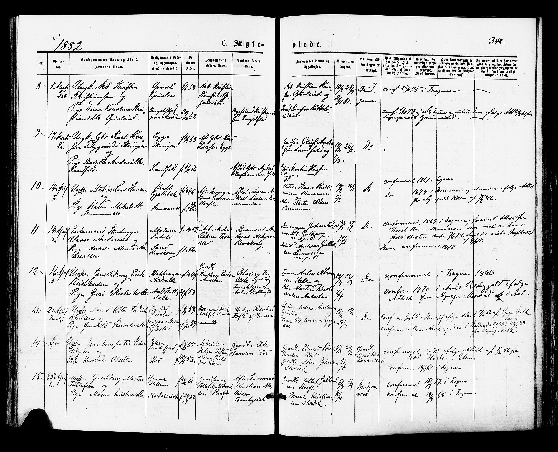 Lier kirkebøker, AV/SAKO-A-230/F/Fa/L0014: Parish register (official) no. I 14, 1875-1882, p. 348