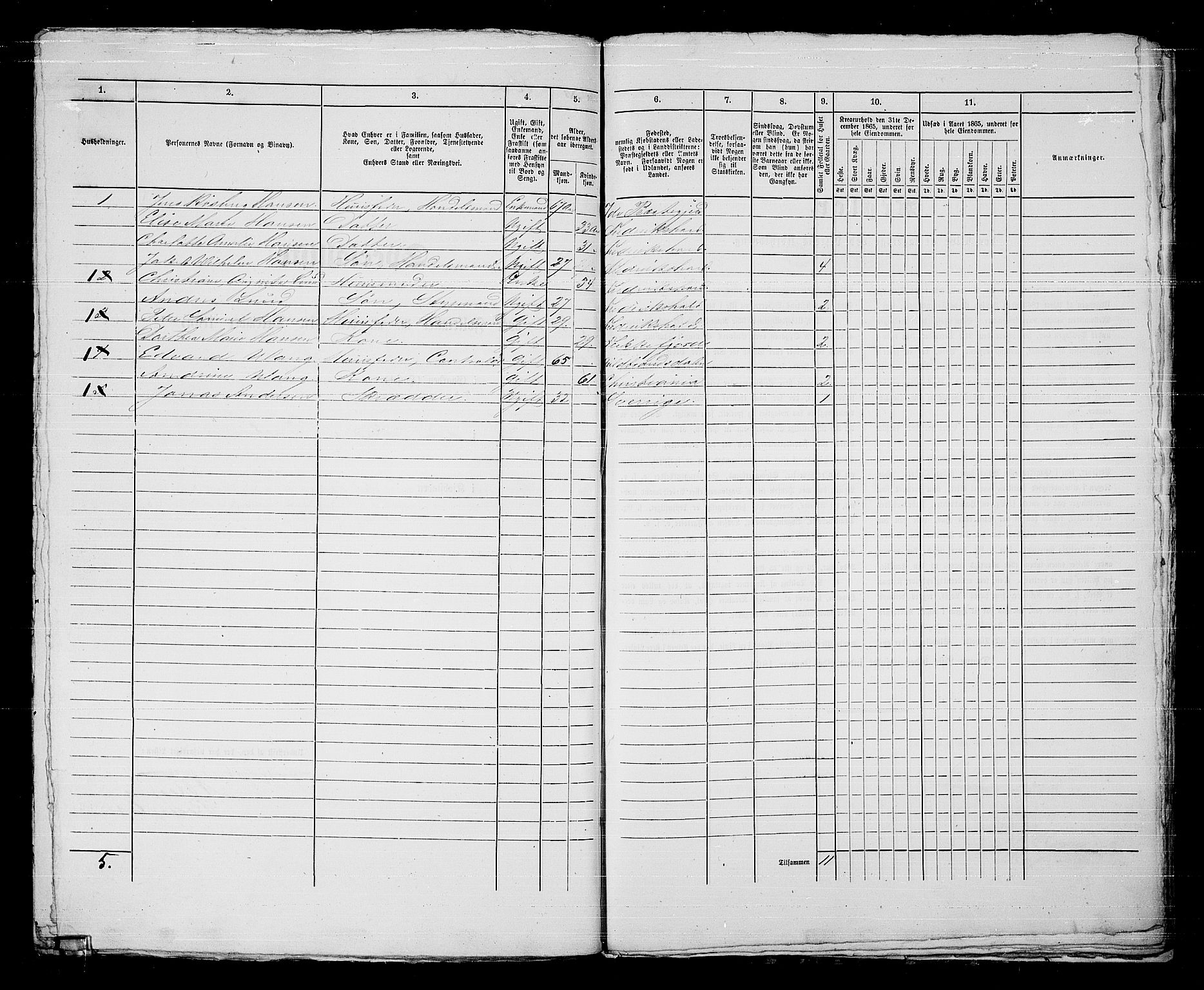 RA, 1865 census for Fredrikshald, 1865, p. 1288