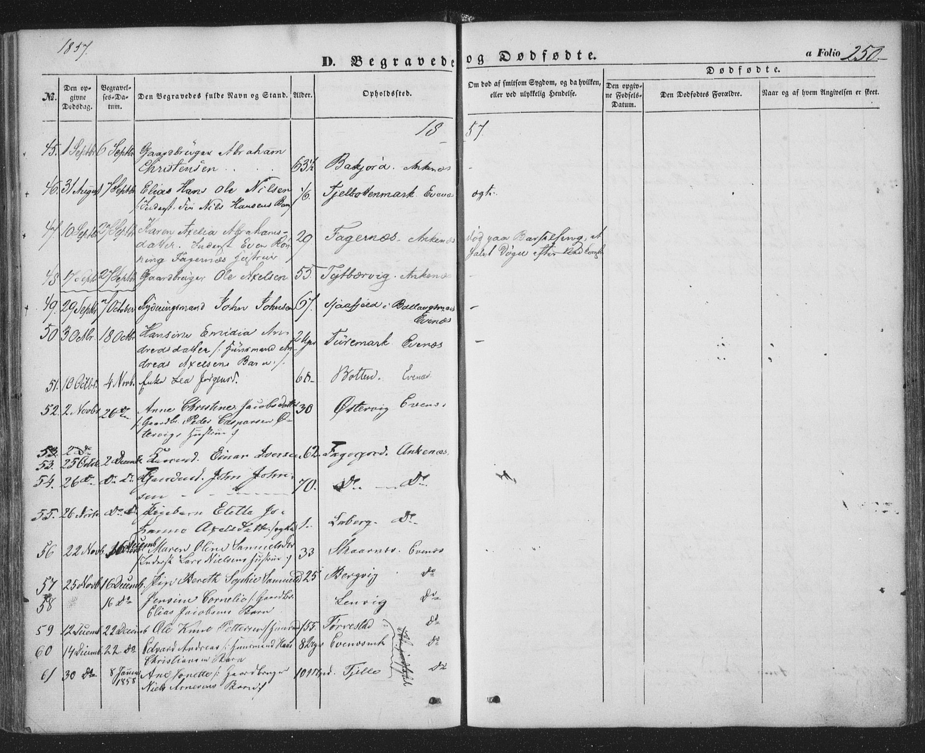 Ministerialprotokoller, klokkerbøker og fødselsregistre - Nordland, SAT/A-1459/863/L0895: Parish register (official) no. 863A07, 1851-1860, p. 250