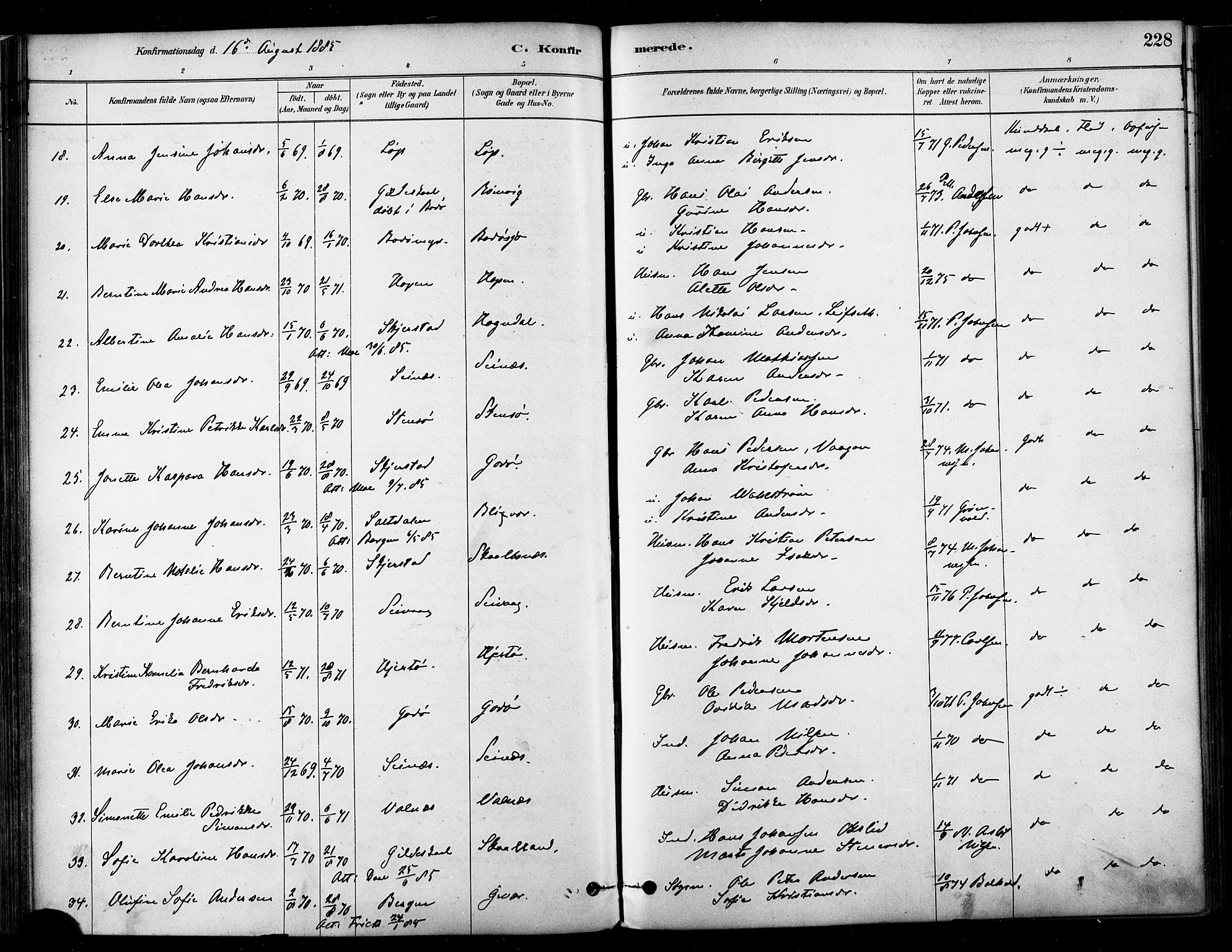 Ministerialprotokoller, klokkerbøker og fødselsregistre - Nordland, SAT/A-1459/802/L0054: Parish register (official) no. 802A01, 1879-1893, p. 228