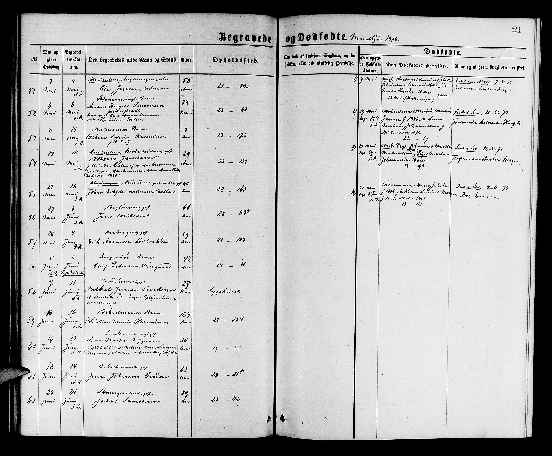 Korskirken sokneprestembete, AV/SAB-A-76101/H/Hab: Parish register (copy) no. E 3, 1871-1883, p. 21