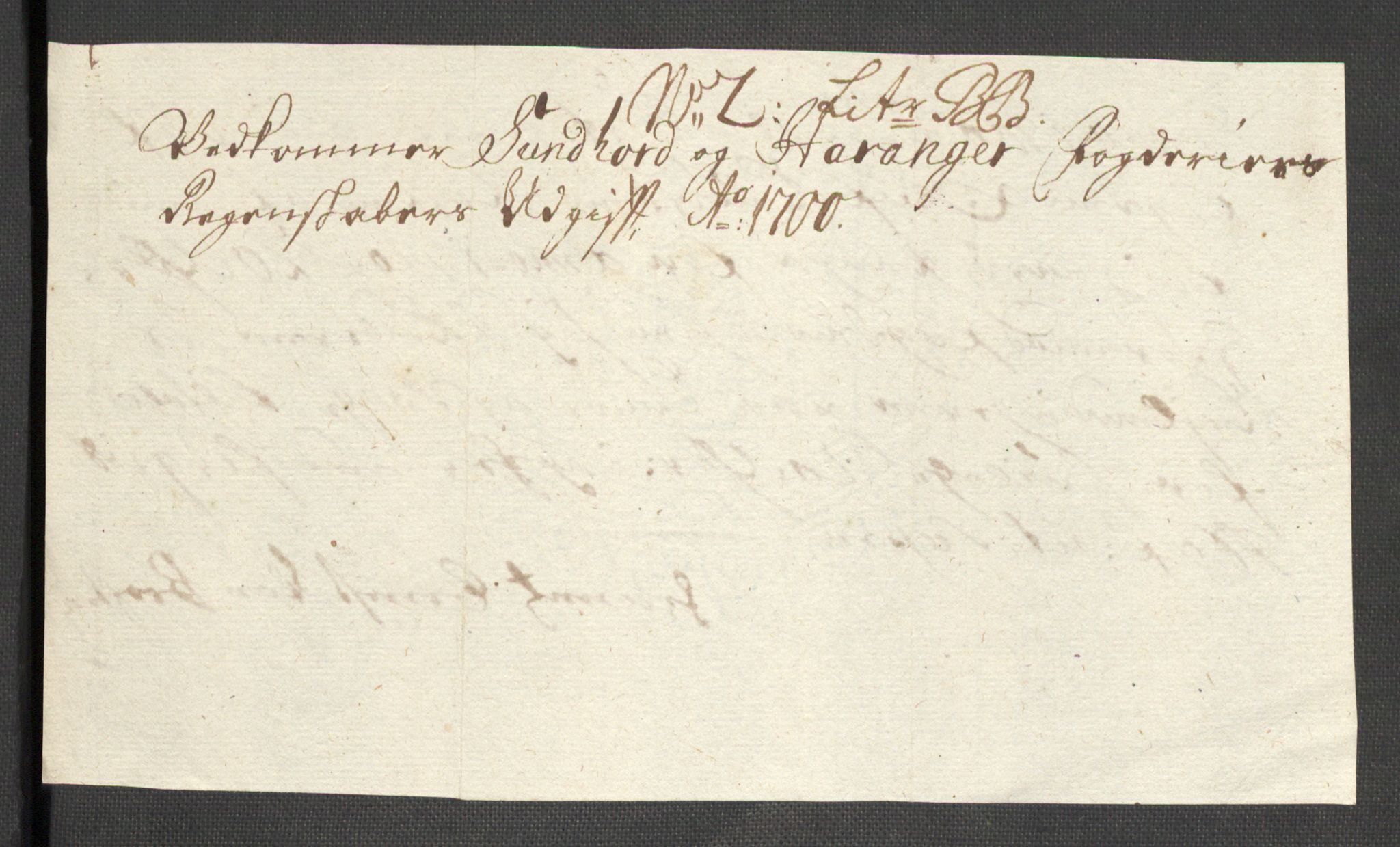 Rentekammeret inntil 1814, Reviderte regnskaper, Fogderegnskap, AV/RA-EA-4092/R48/L2979: Fogderegnskap Sunnhordland og Hardanger, 1700-1701, p. 285