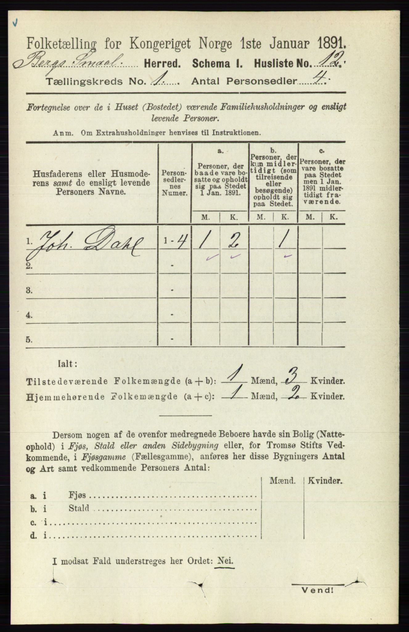 RA, 1891 census for 0116 Berg, 1891, p. 39