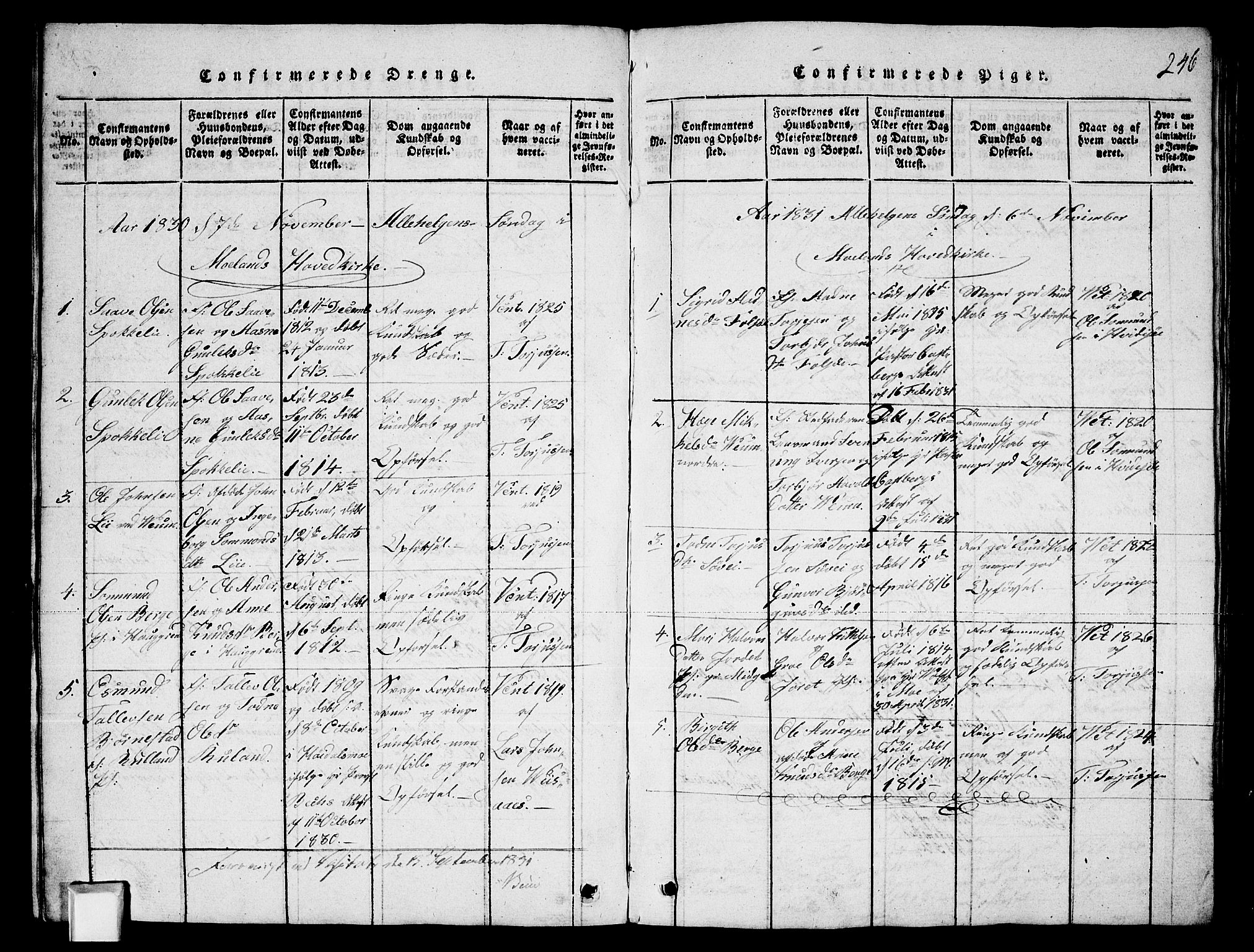 Fyresdal kirkebøker, SAKO/A-263/G/Ga/L0003: Parish register (copy) no. I 3, 1815-1863, p. 246