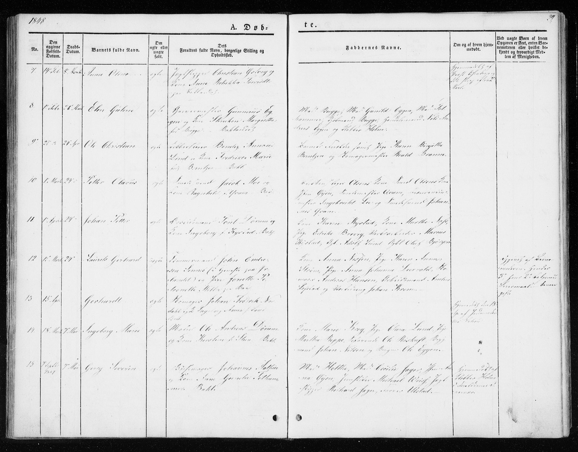 Ministerialprotokoller, klokkerbøker og fødselsregistre - Sør-Trøndelag, SAT/A-1456/604/L0183: Parish register (official) no. 604A04, 1841-1850, p. 39