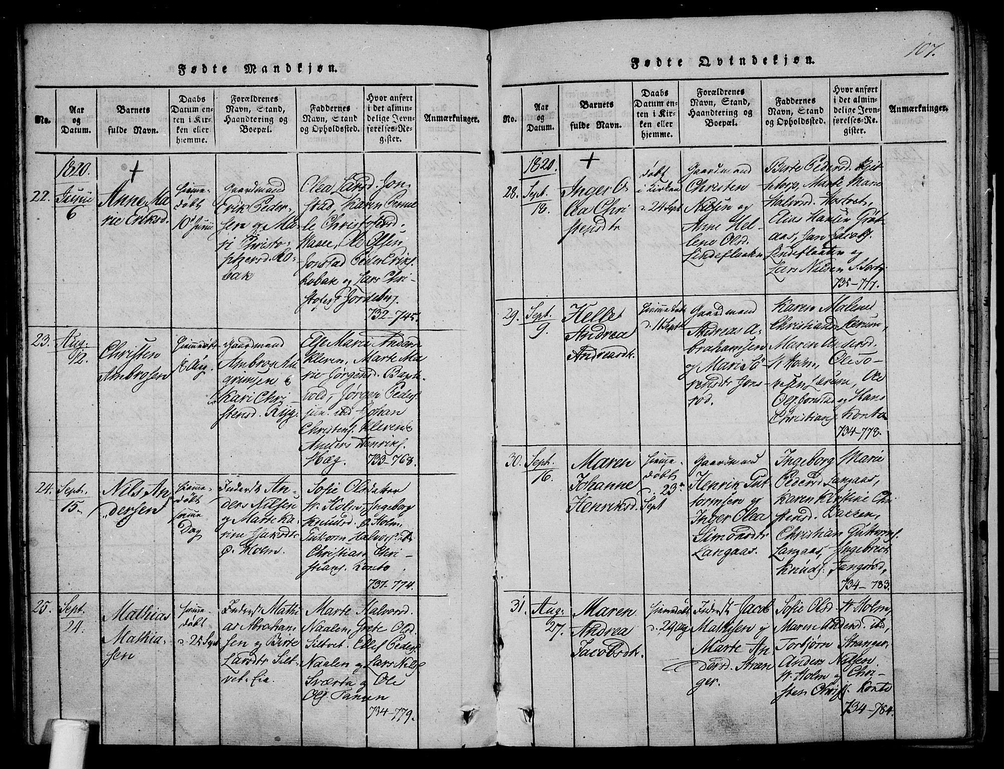 Våle kirkebøker, AV/SAKO-A-334/F/Fa/L0007: Parish register (official) no. I 7, 1814-1824, p. 106-107