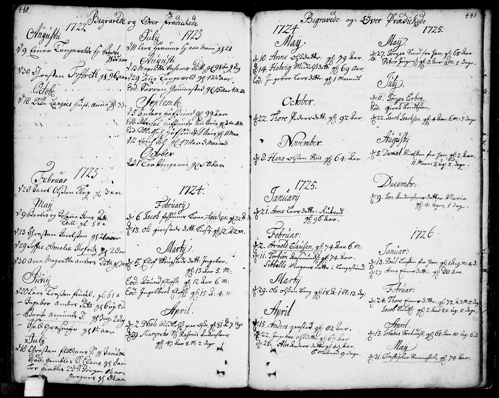 Bamble kirkebøker, AV/SAKO-A-253/F/Fa/L0001: Parish register (official) no. I 1, 1702-1774, p. 440-441