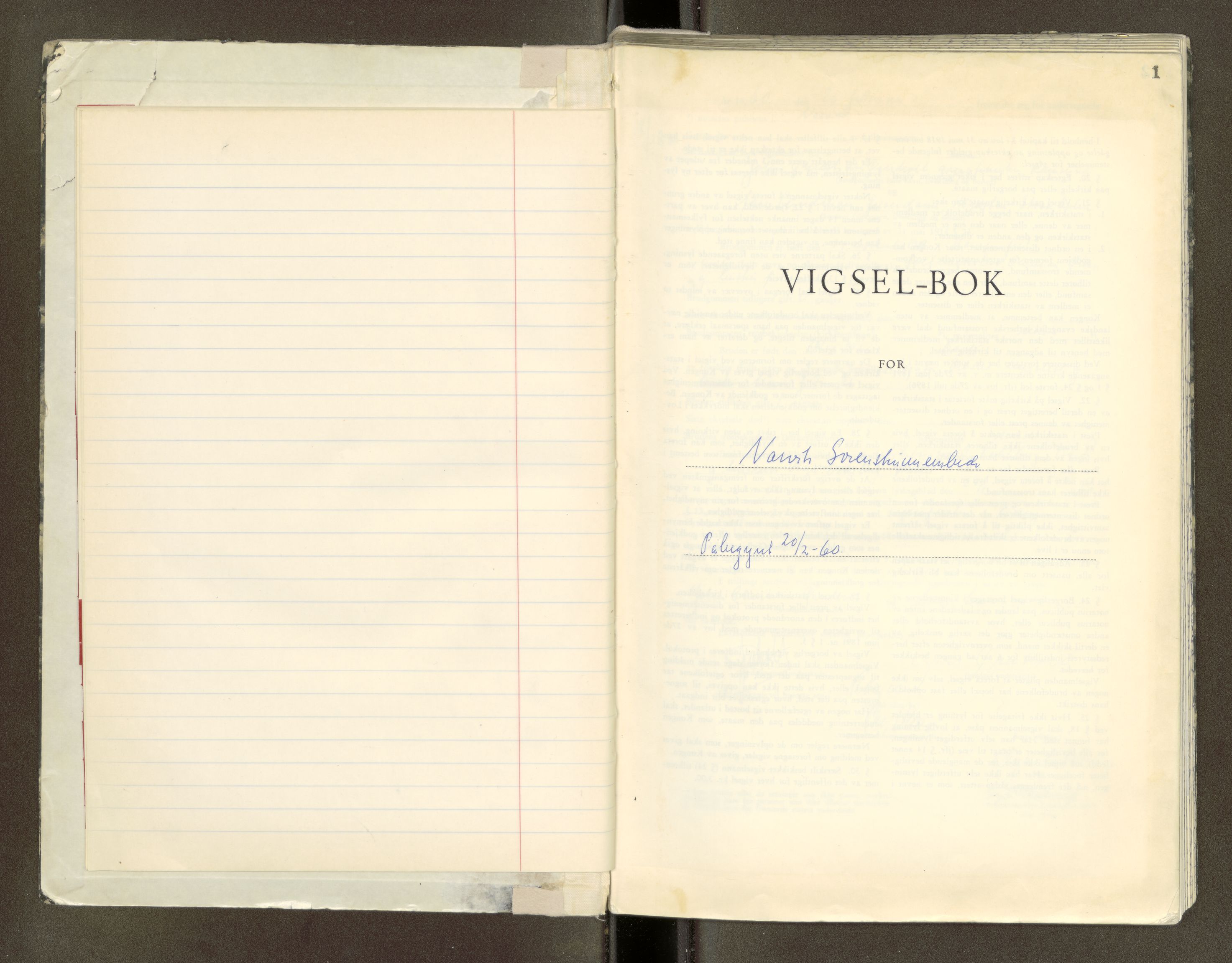 Narvik sorenskriveri, SAT/A-0002/1/6/6D/6Db/L0007: Vigselsprotokoll, 1960-1965, p. 1