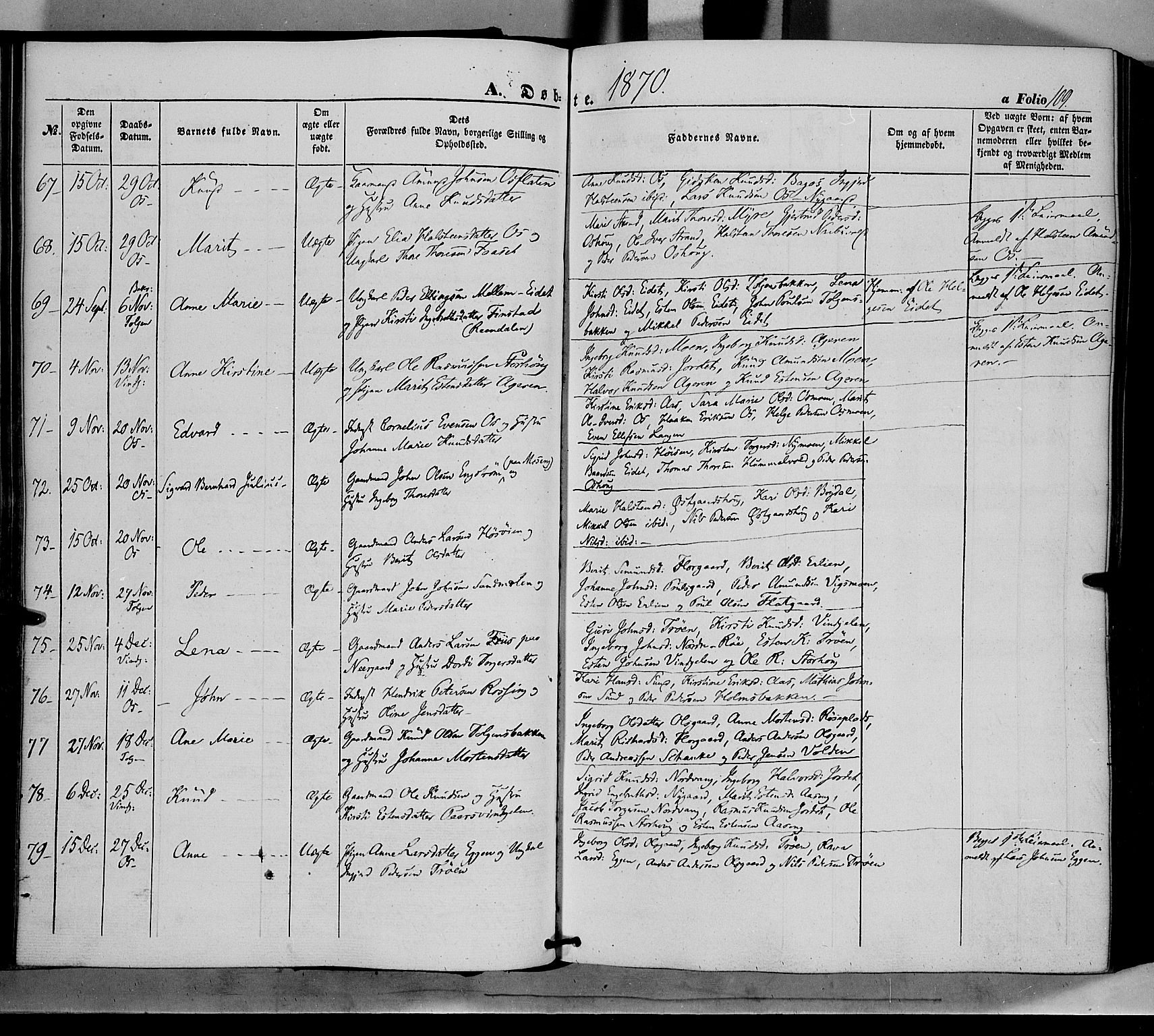 Tolga prestekontor, SAH/PREST-062/K/L0006: Parish register (official) no. 6, 1852-1876, p. 109