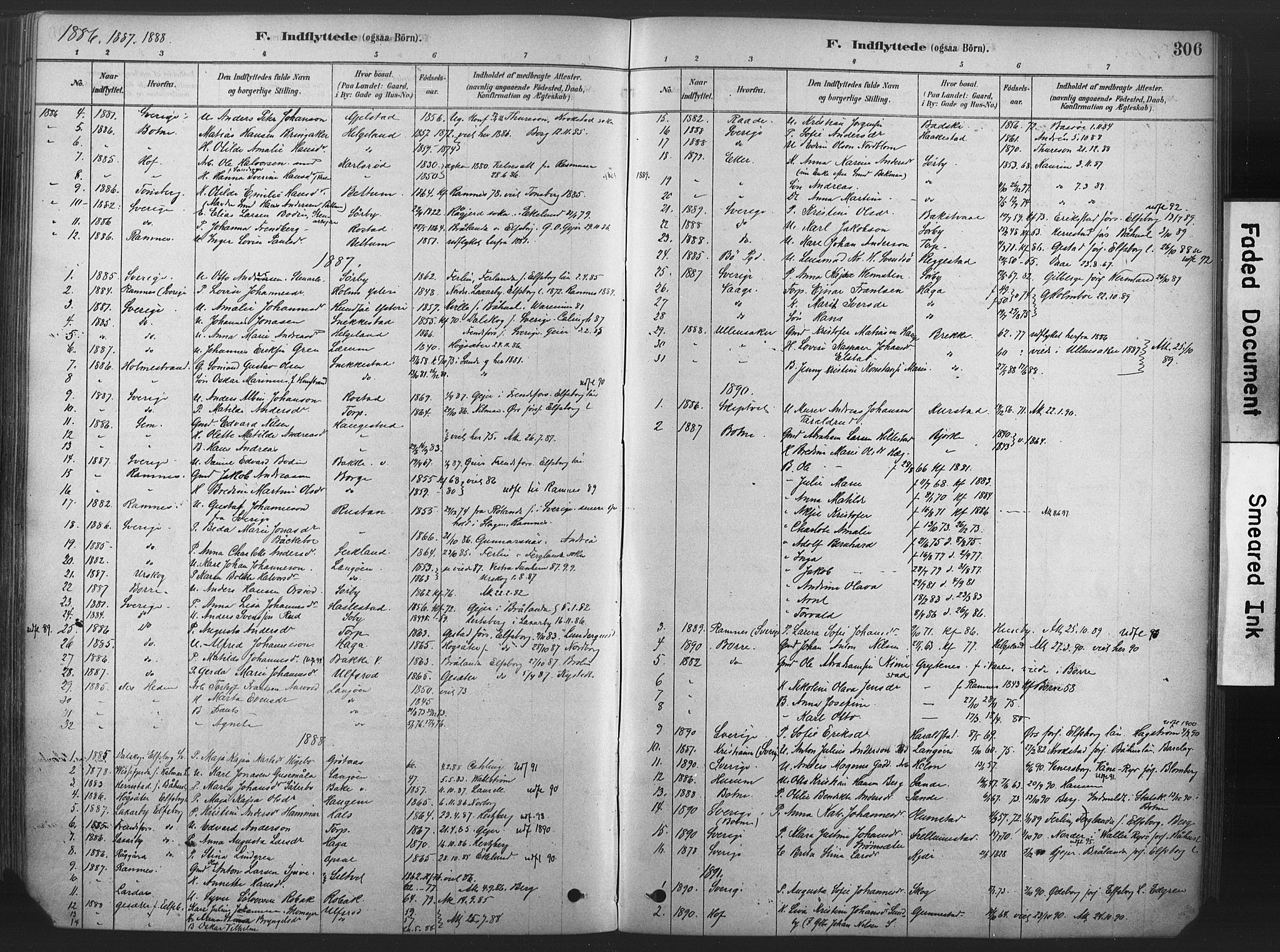 Våle kirkebøker, SAKO/A-334/F/Fa/L0011: Parish register (official) no. I 11, 1878-1906, p. 306