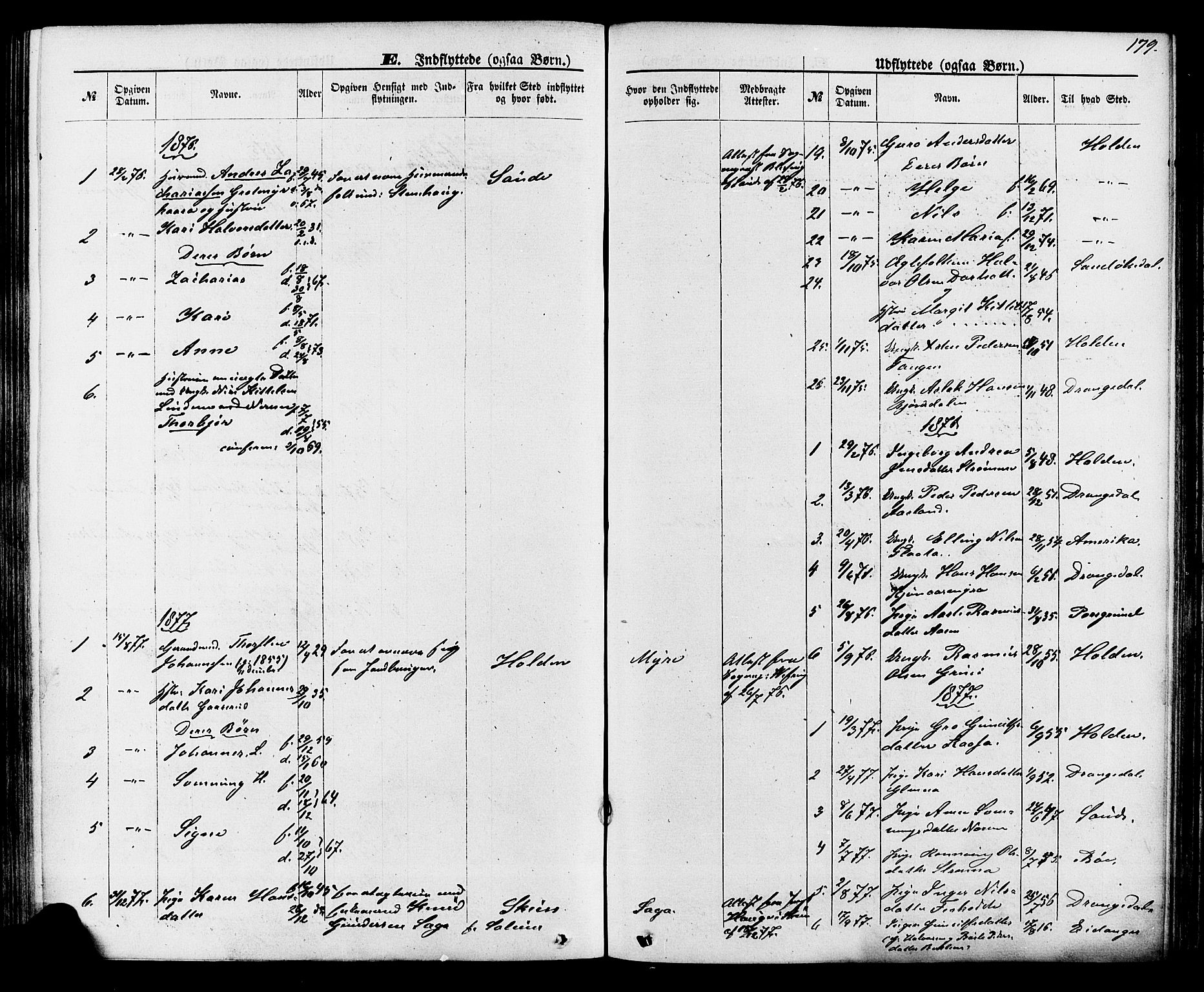 Lunde kirkebøker, SAKO/A-282/F/Fa/L0001: Parish register (official) no. I 1, 1866-1883, p. 179