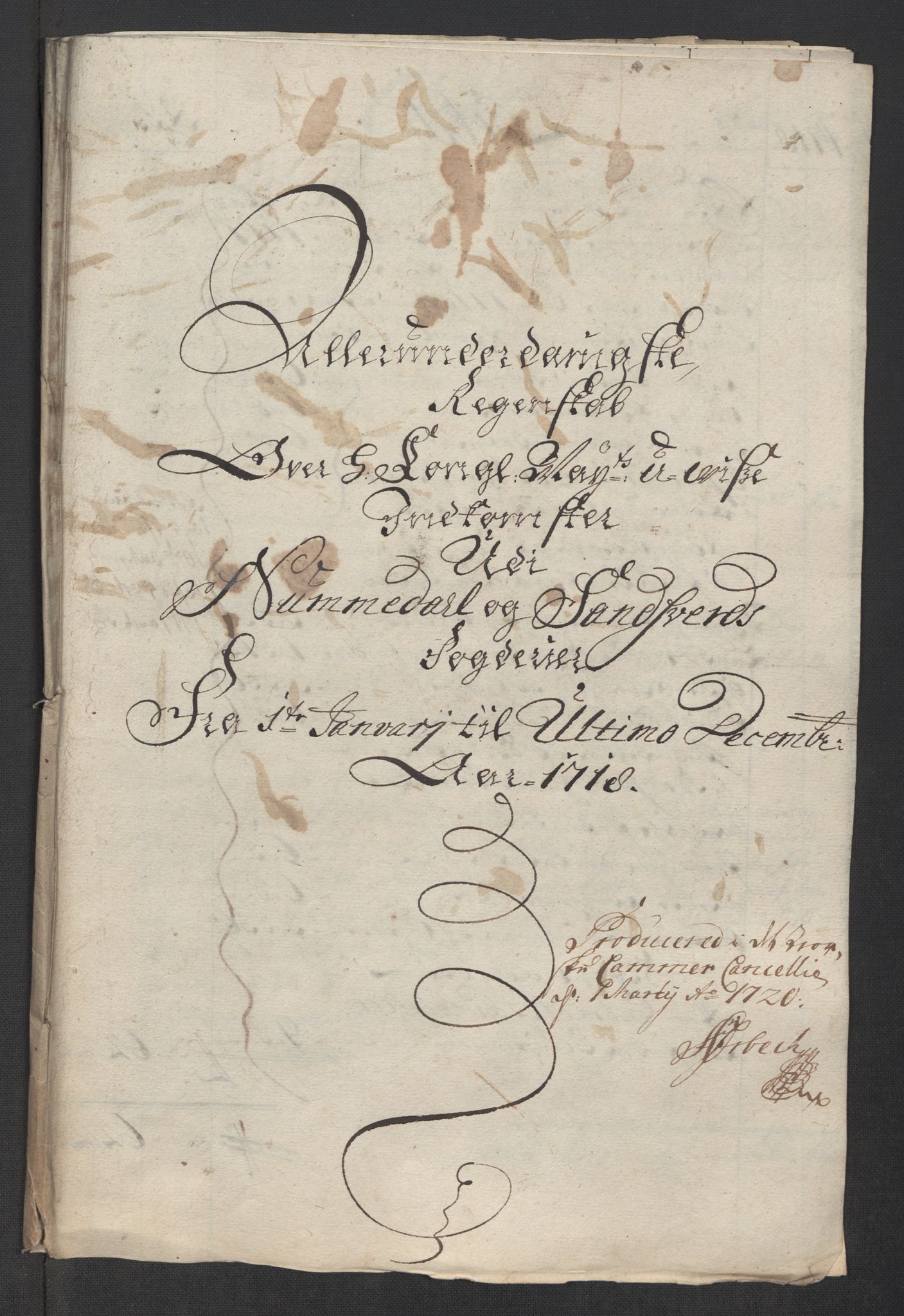 Rentekammeret inntil 1814, Reviderte regnskaper, Fogderegnskap, RA/EA-4092/R24/L1594: Fogderegnskap Numedal og Sandsvær, 1718, p. 261