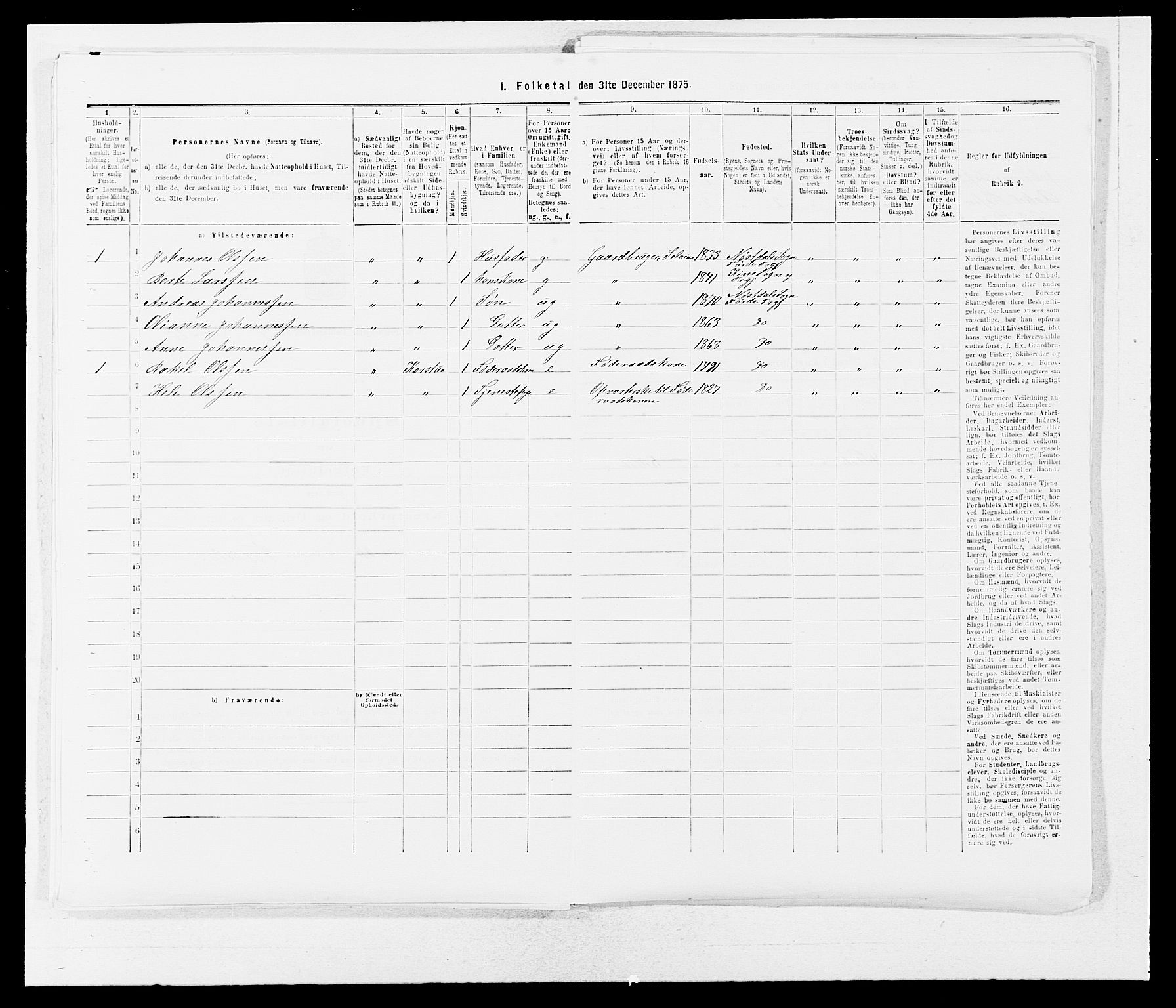 SAB, 1875 census for 1432P Førde, 1875, p. 1044