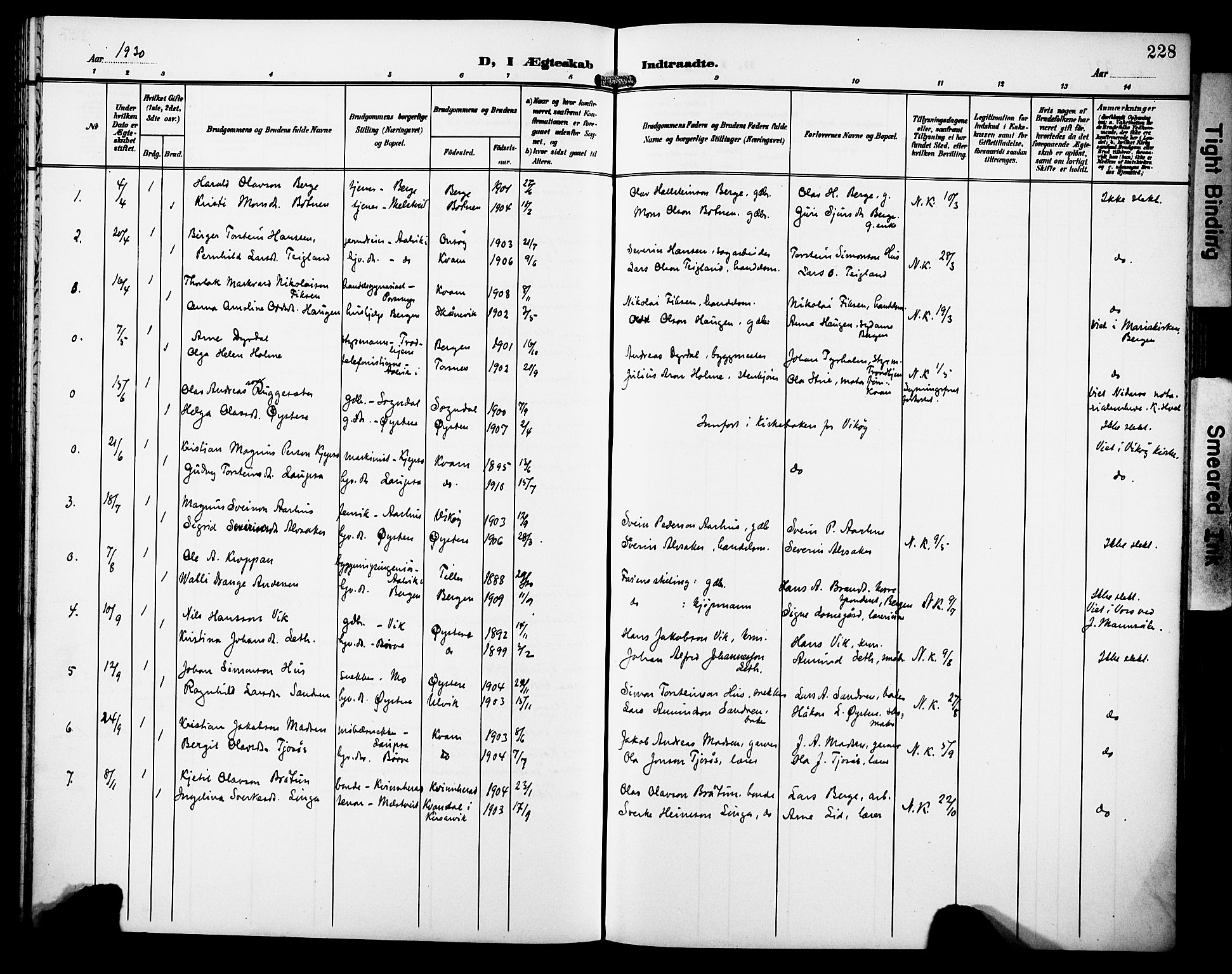 Kvam sokneprestembete, SAB/A-76201/H/Hab: Parish register (copy) no. C 4, 1906-1931, p. 228