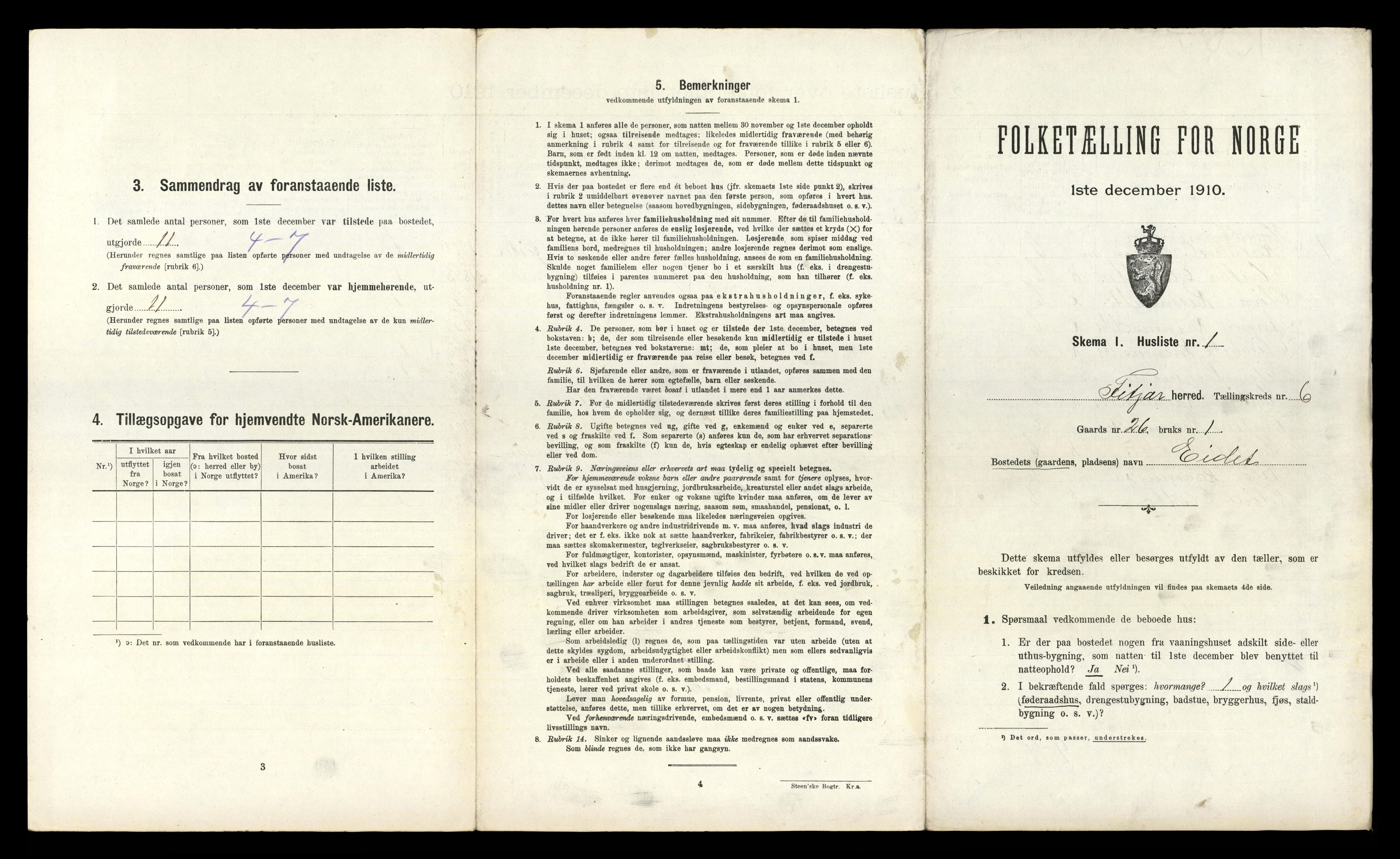 RA, 1910 census for Fitjar, 1910, p. 349