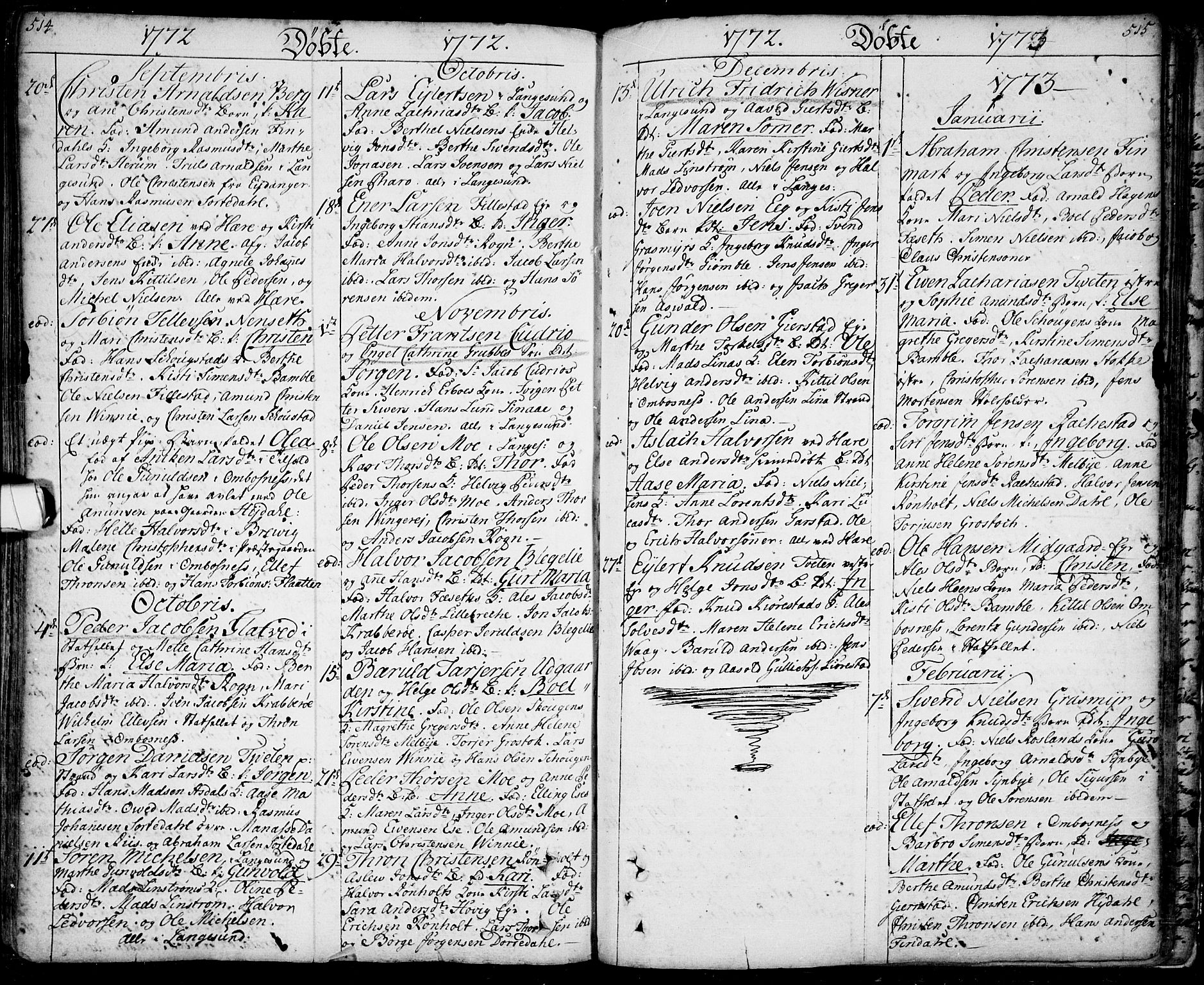 Bamble kirkebøker, SAKO/A-253/F/Fa/L0001: Parish register (official) no. I 1, 1702-1774, p. 514-515