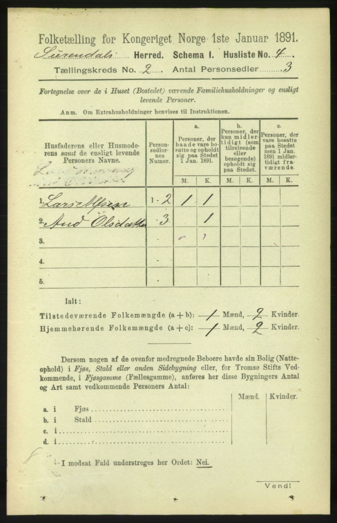 RA, 1891 census for 1566 Surnadal, 1891, p. 474