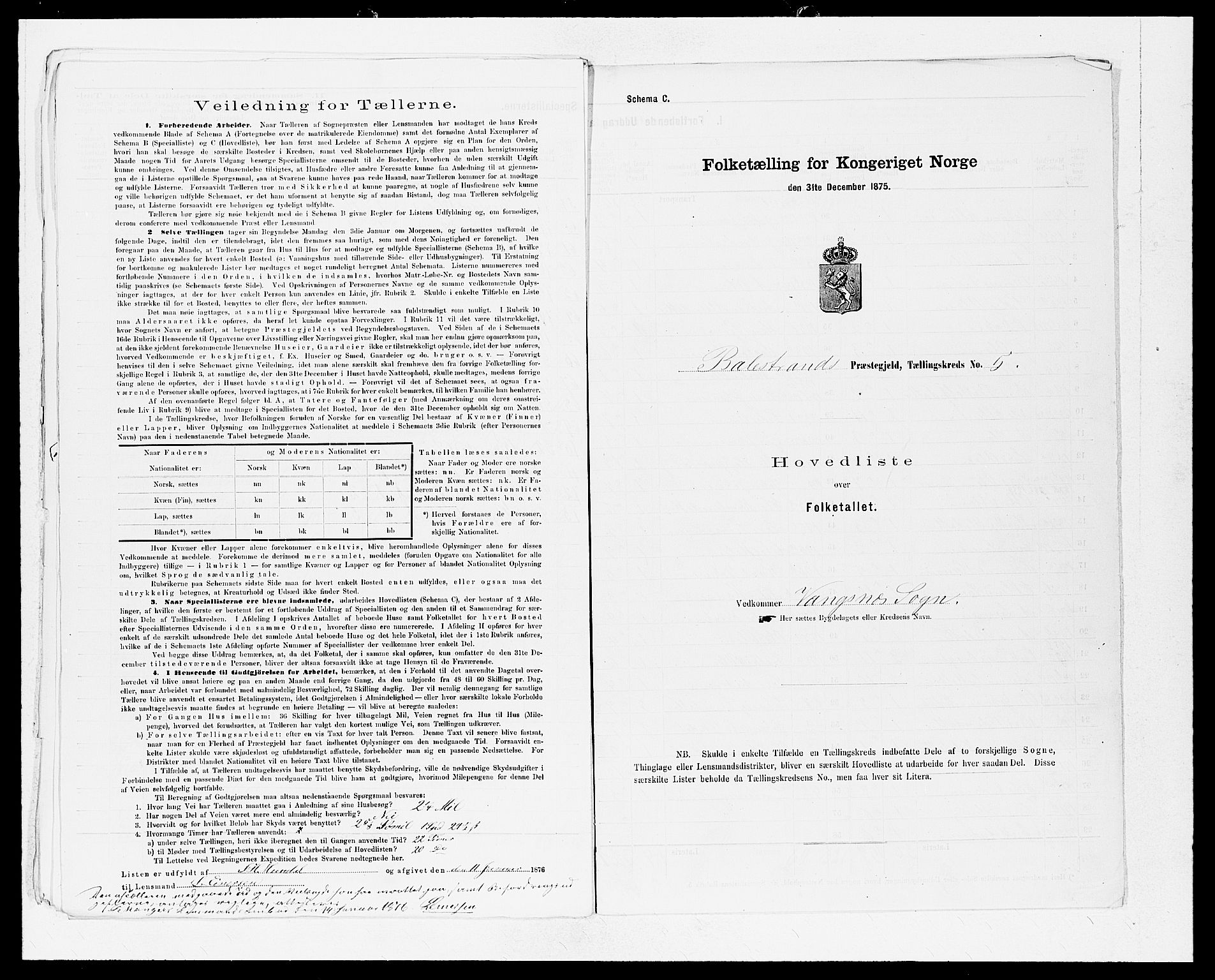 SAB, 1875 census for 1418P Balestrand, 1875, p. 14