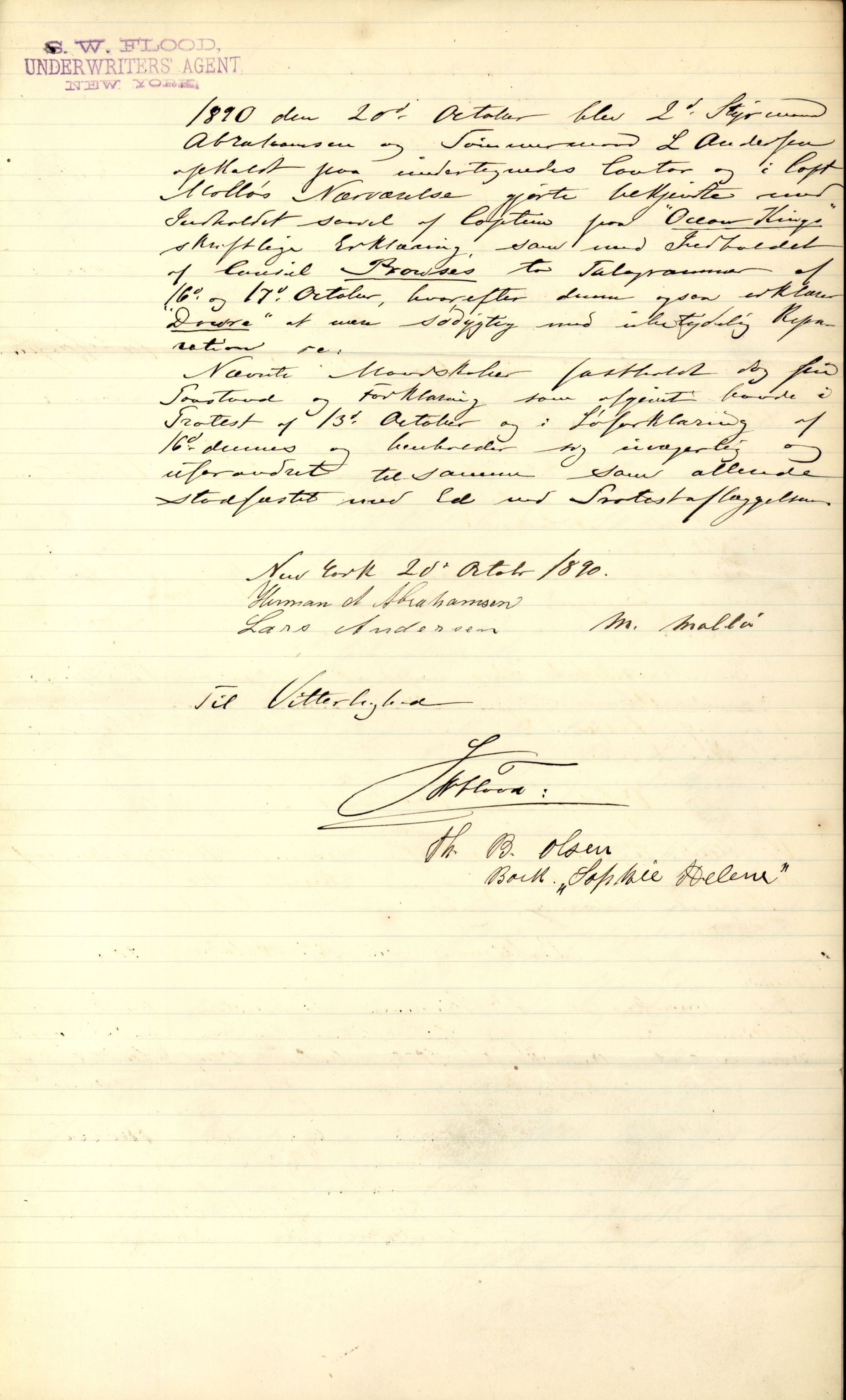 Pa 63 - Østlandske skibsassuranceforening, VEMU/A-1079/G/Ga/L0026/0002: Havaridokumenter / Dovre, Dictator, Ella, Elizabeth Morton, 1890, p. 104