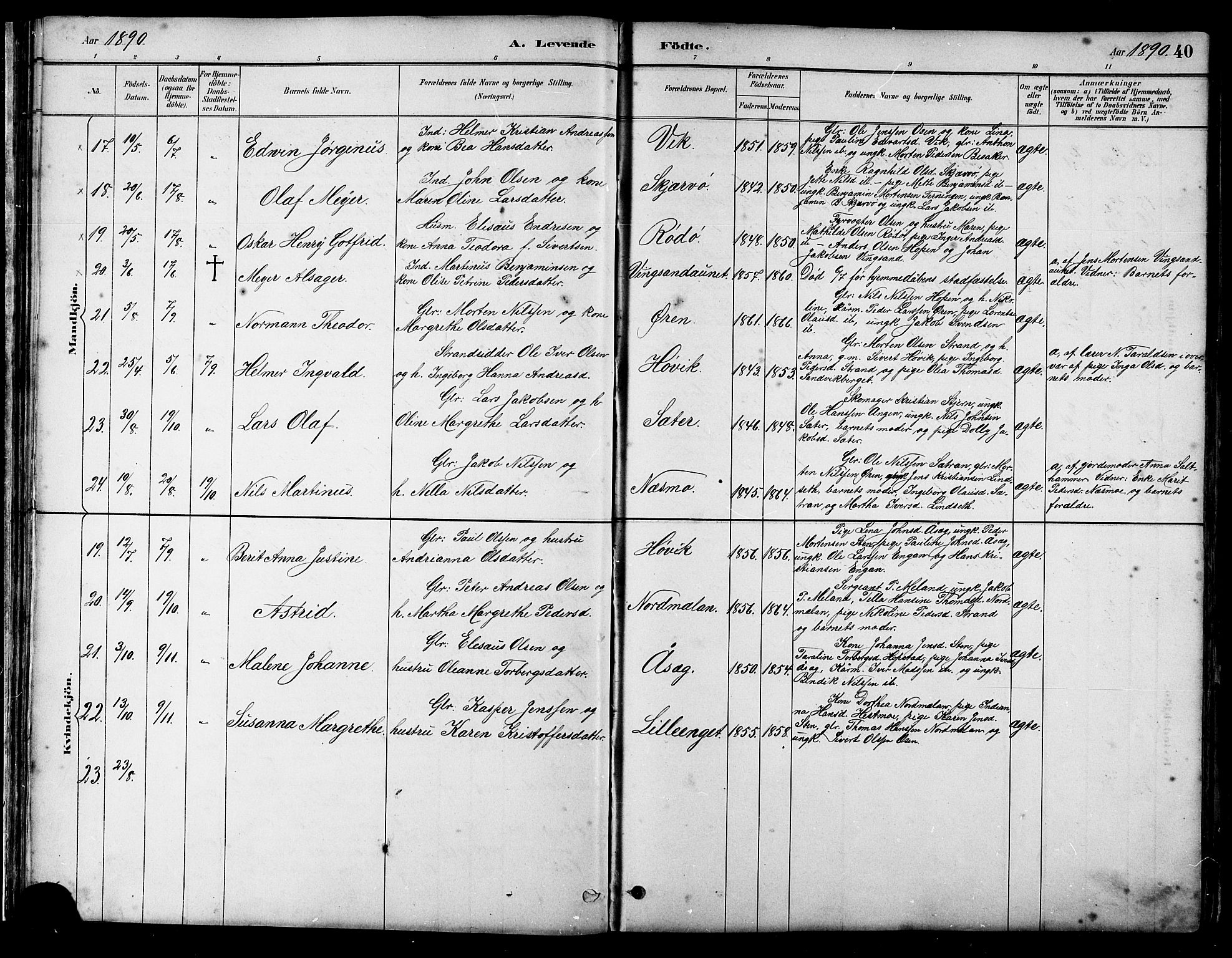 Ministerialprotokoller, klokkerbøker og fødselsregistre - Sør-Trøndelag, AV/SAT-A-1456/658/L0726: Parish register (copy) no. 658C02, 1883-1908, p. 40