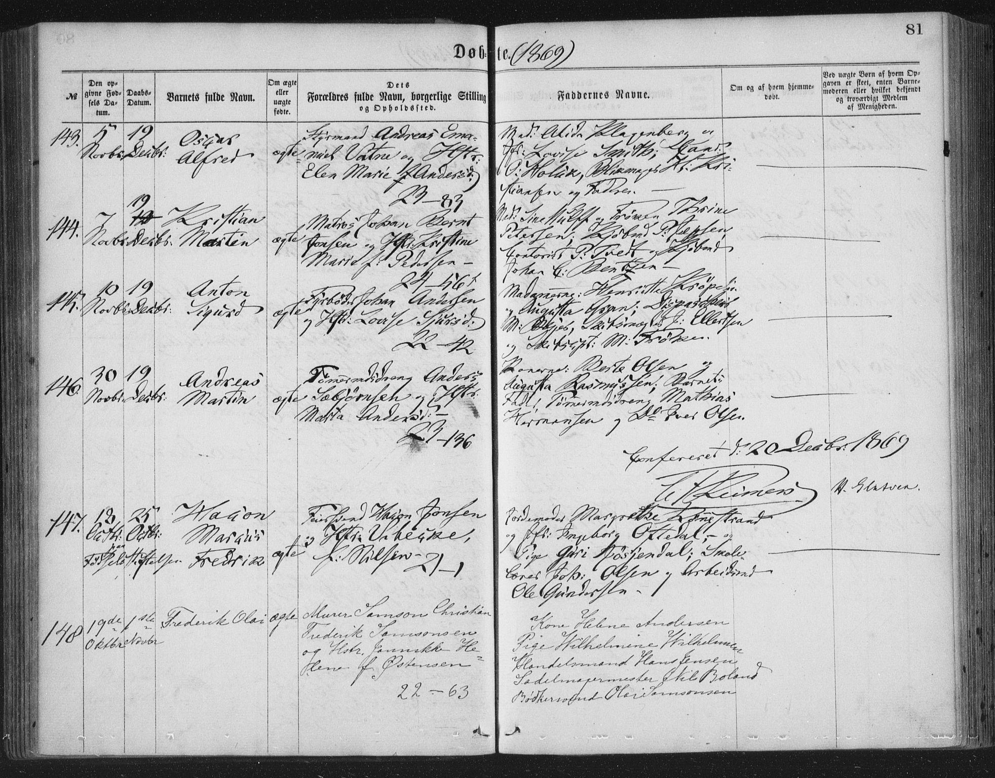 Korskirken sokneprestembete, AV/SAB-A-76101/H/Haa/L0019: Parish register (official) no. B 5, 1866-1871, p. 81