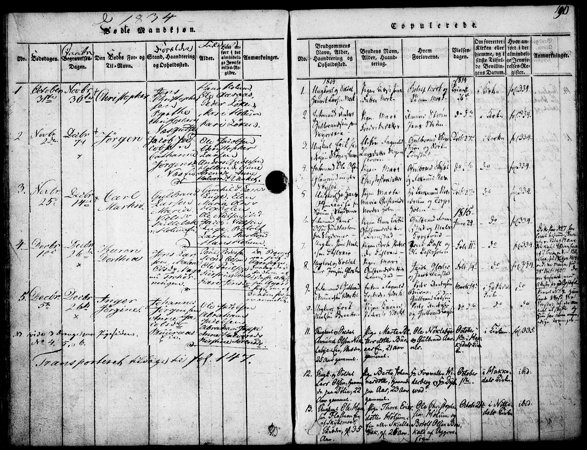 Nittedal prestekontor Kirkebøker, AV/SAO-A-10365a/F/Fa/L0003: Parish register (official) no. I 3, 1814-1836, p. 190