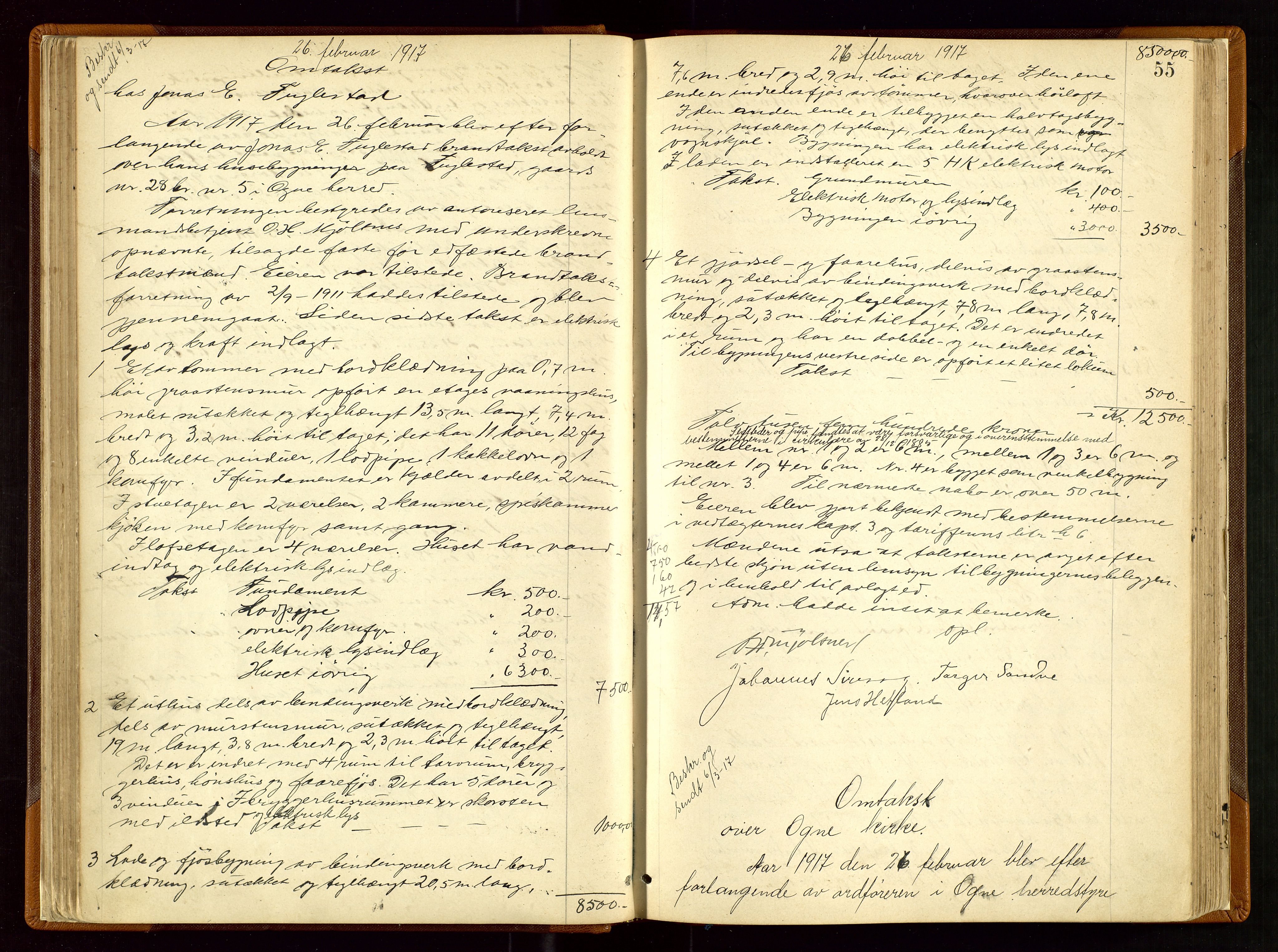 Eigersund lensmannskontor, SAST/A-100171/Goa/L0004: "Brandtakst-Protokol", 1893-1920, p. 54b-55a
