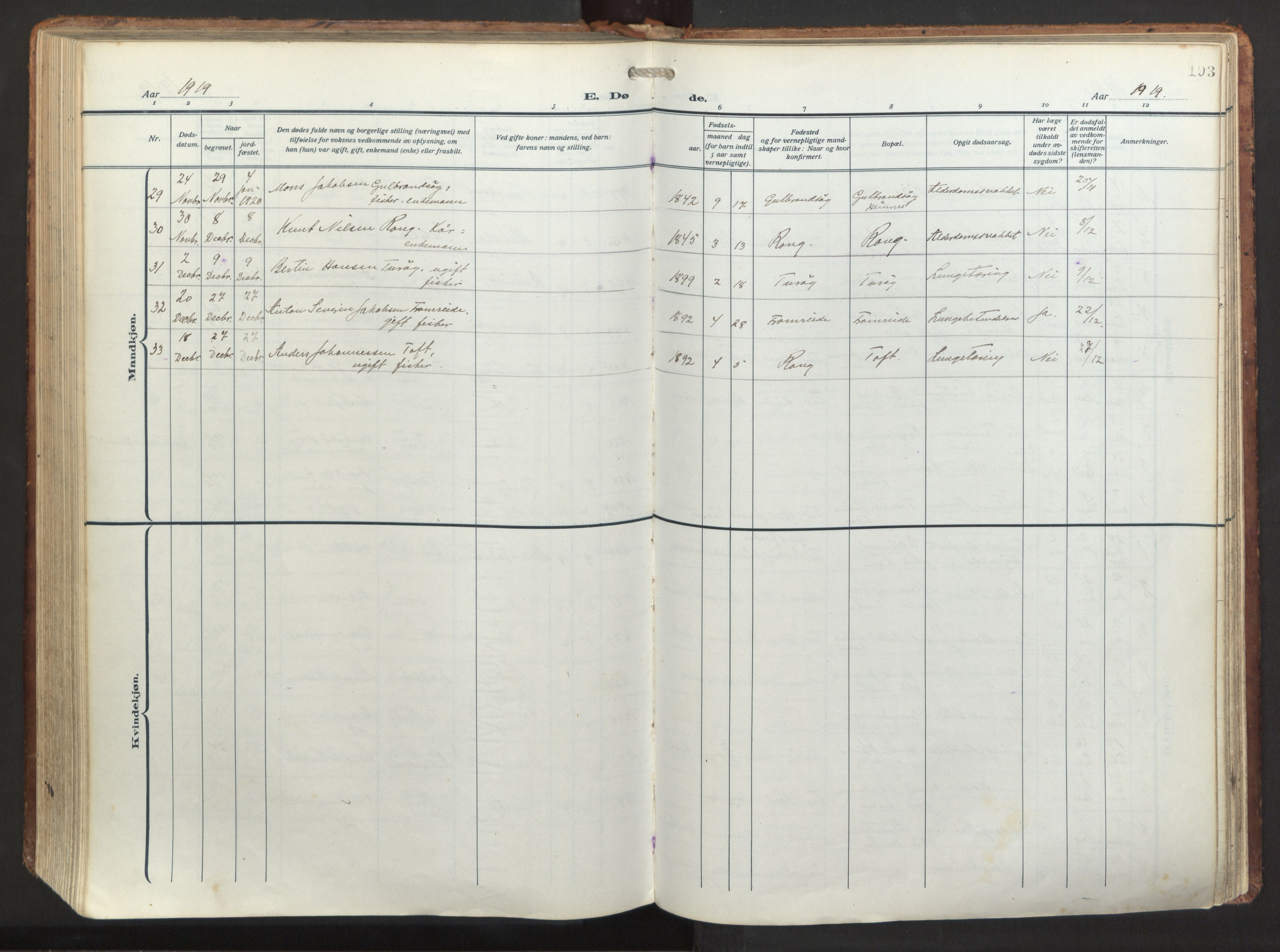 Herdla Sokneprestembete, SAB/A-75701/H/Haa: Parish register (official) no. A 6, 1918-1933, p. 193