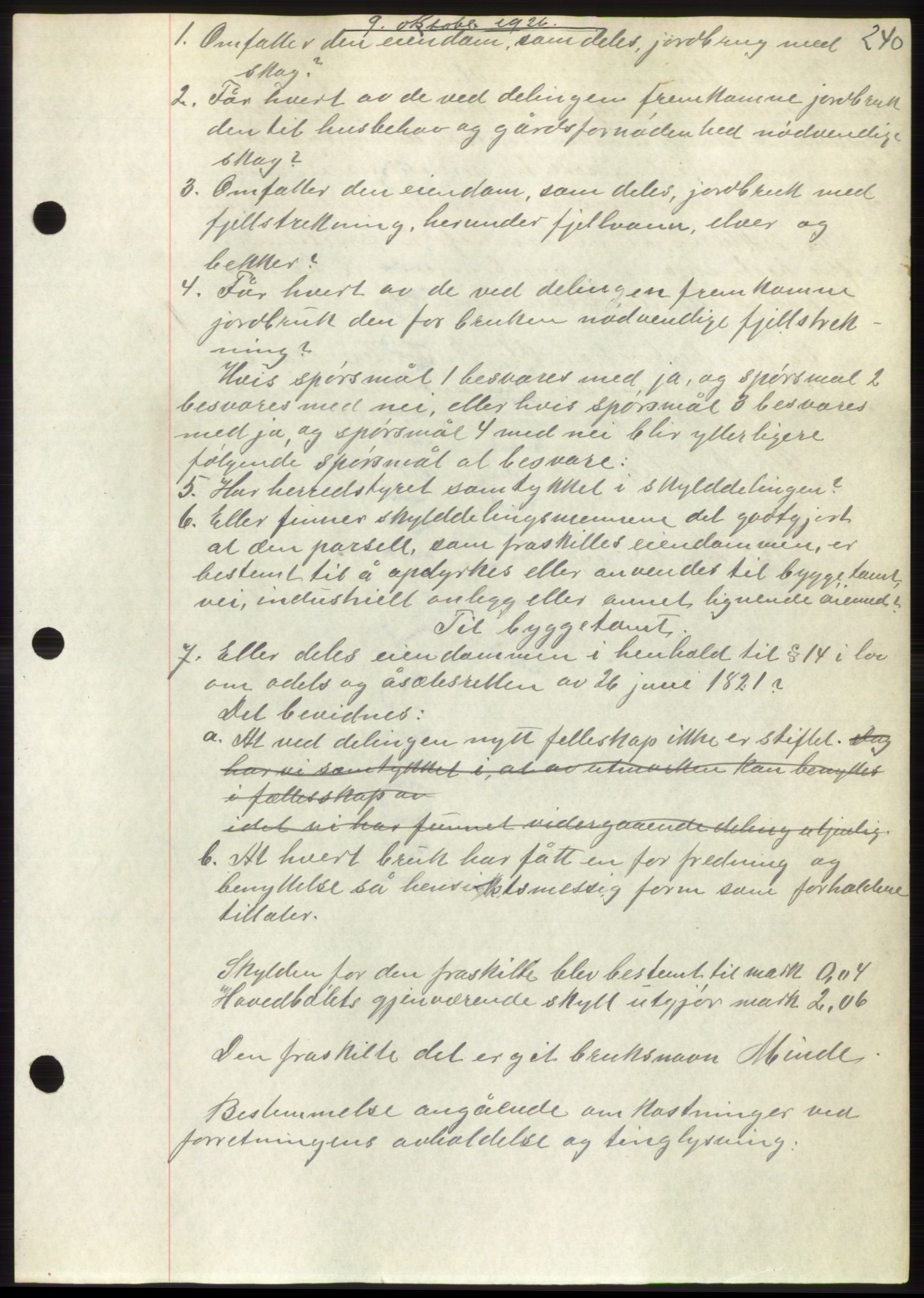 Nordre Sunnmøre sorenskriveri, AV/SAT-A-0006/1/2/2C/2Ca/L0035: Mortgage book no. 37, 1926-1926, Deed date: 09.10.1926