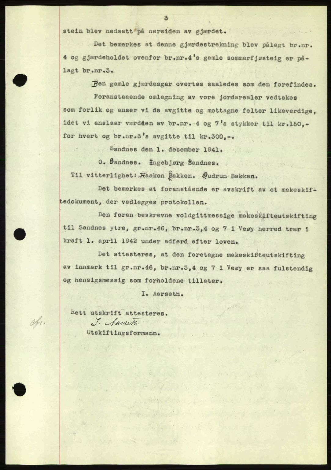 Romsdal sorenskriveri, AV/SAT-A-4149/1/2/2C: Mortgage book no. A11, 1941-1942, Diary no: : 345/1942