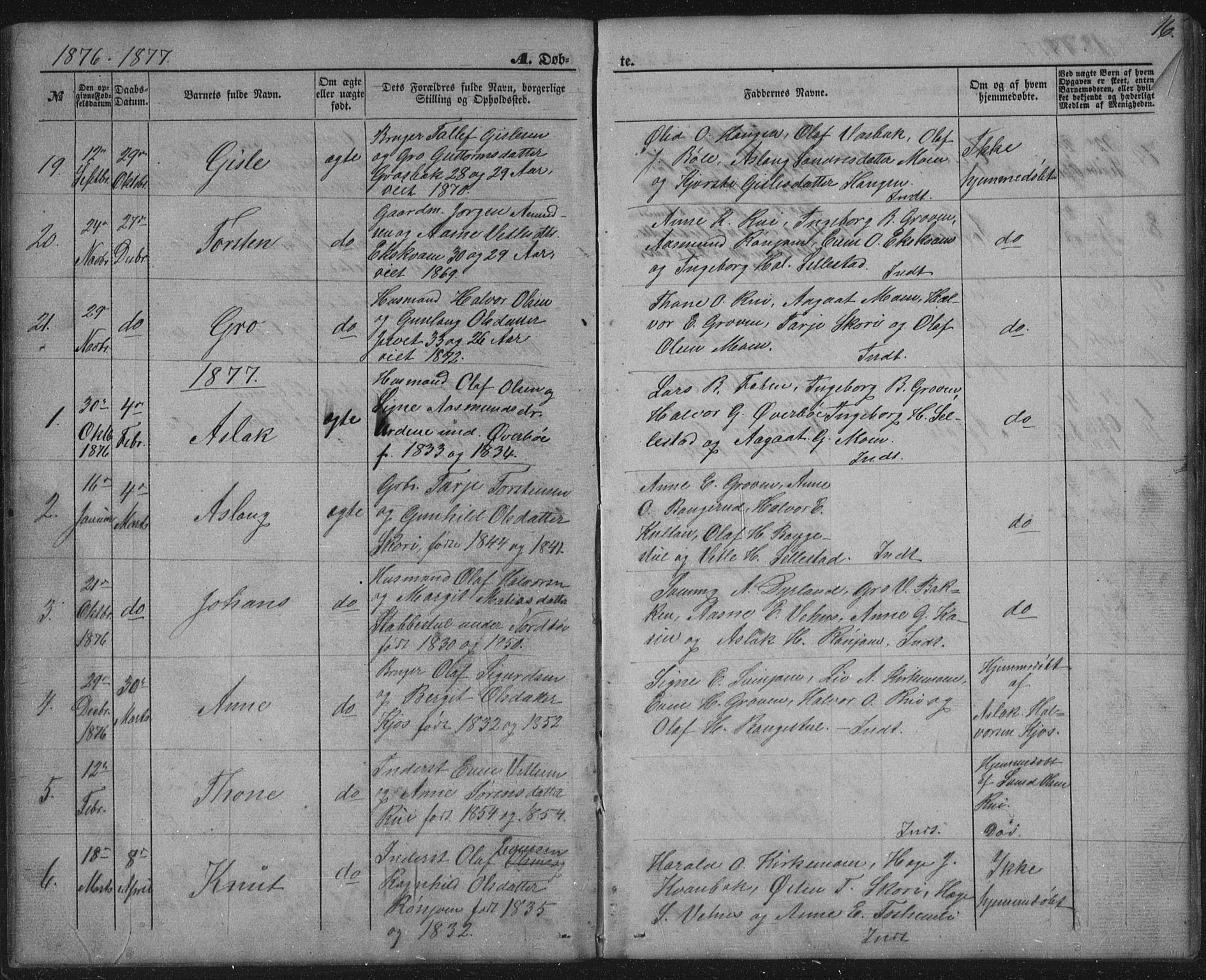 Seljord kirkebøker, AV/SAKO-A-20/G/Gc/L0002: Parish register (copy) no. III 2, 1872-1886, p. 16