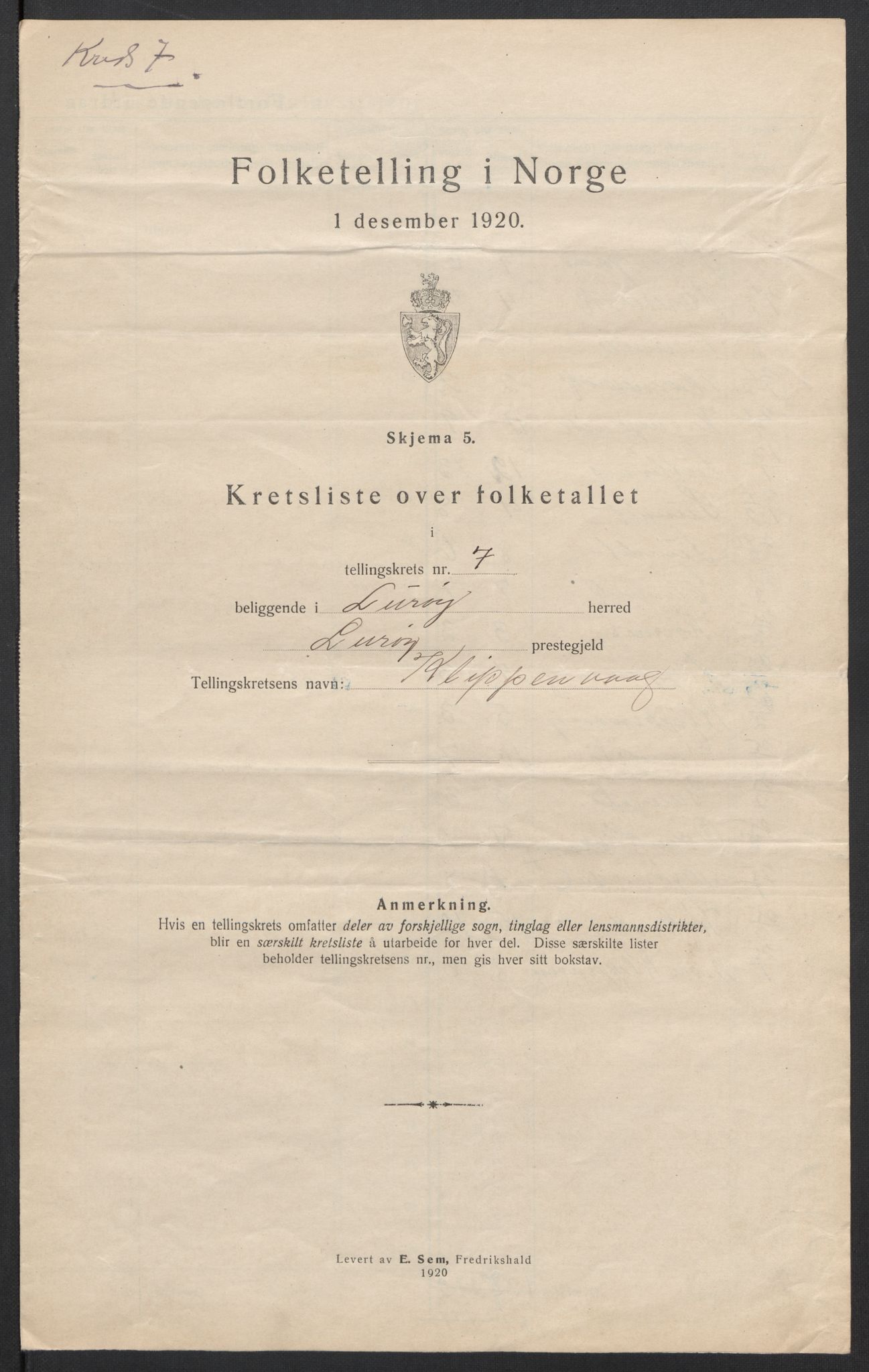 SAT, 1920 census for Lurøy, 1920, p. 28