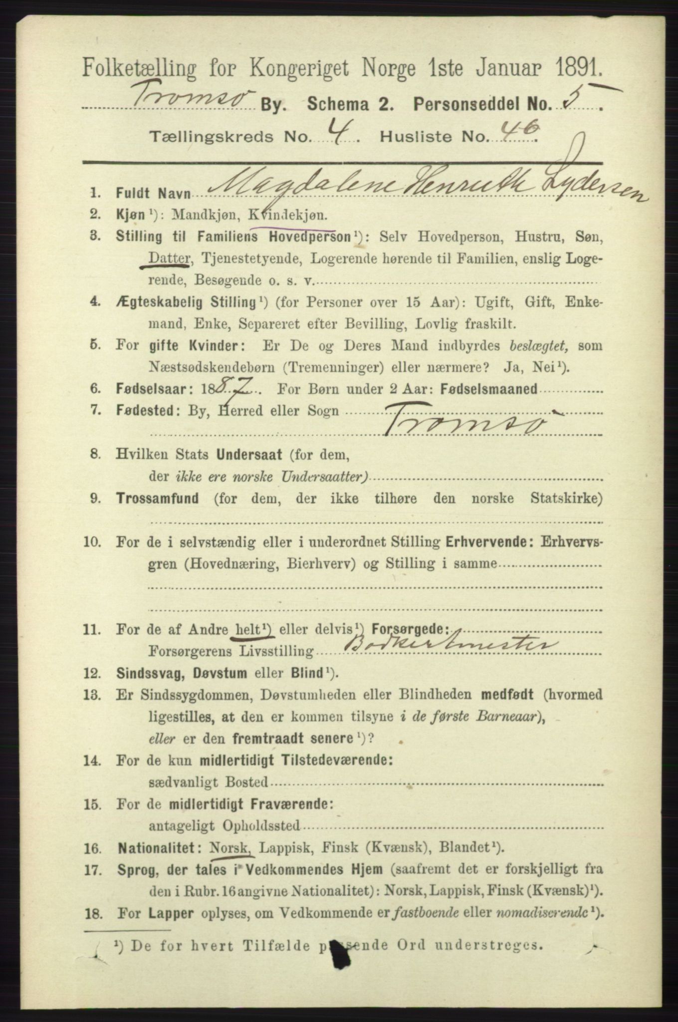 RA, 1891 census for 1902 Tromsø, 1891, p. 4726