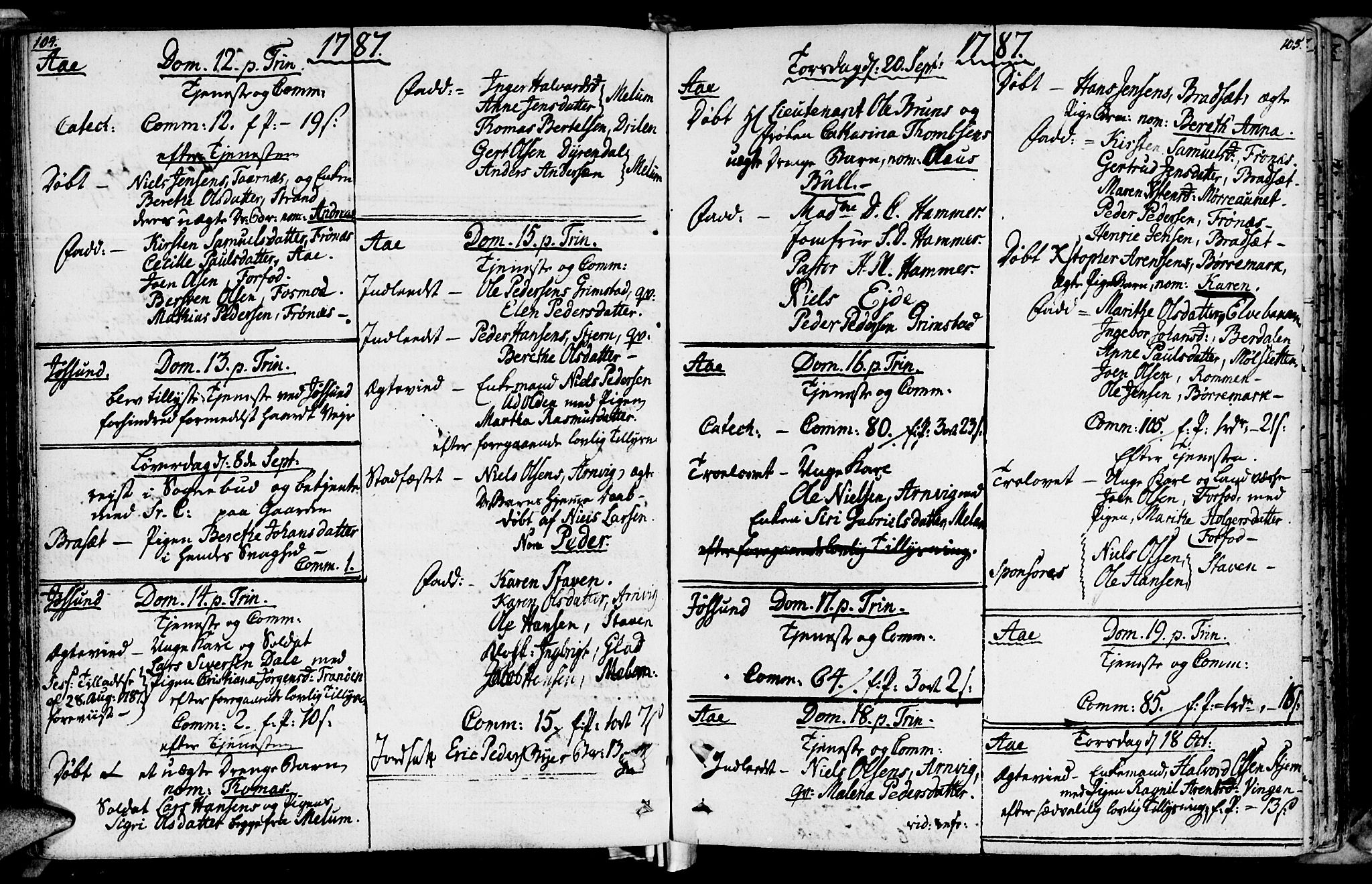 Ministerialprotokoller, klokkerbøker og fødselsregistre - Sør-Trøndelag, SAT/A-1456/655/L0673: Parish register (official) no. 655A02, 1780-1801, p. 104-105