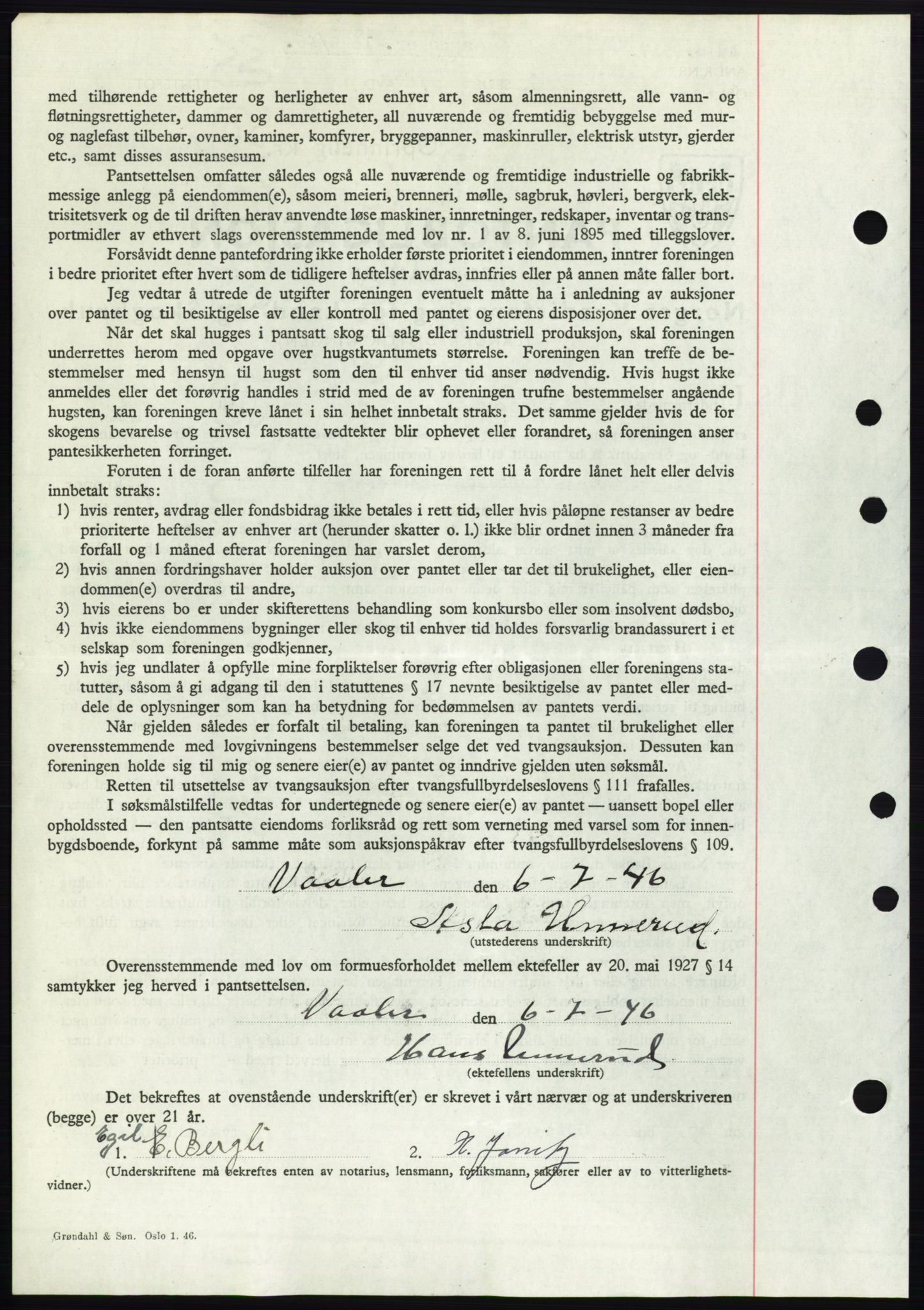 Moss sorenskriveri, SAO/A-10168: Mortgage book no. B15, 1946-1946, Diary no: : 1625/1946