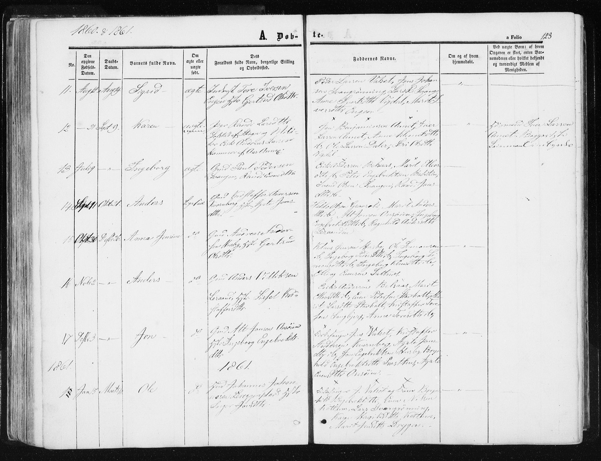 Ministerialprotokoller, klokkerbøker og fødselsregistre - Sør-Trøndelag, AV/SAT-A-1456/612/L0377: Parish register (official) no. 612A09, 1859-1877, p. 123