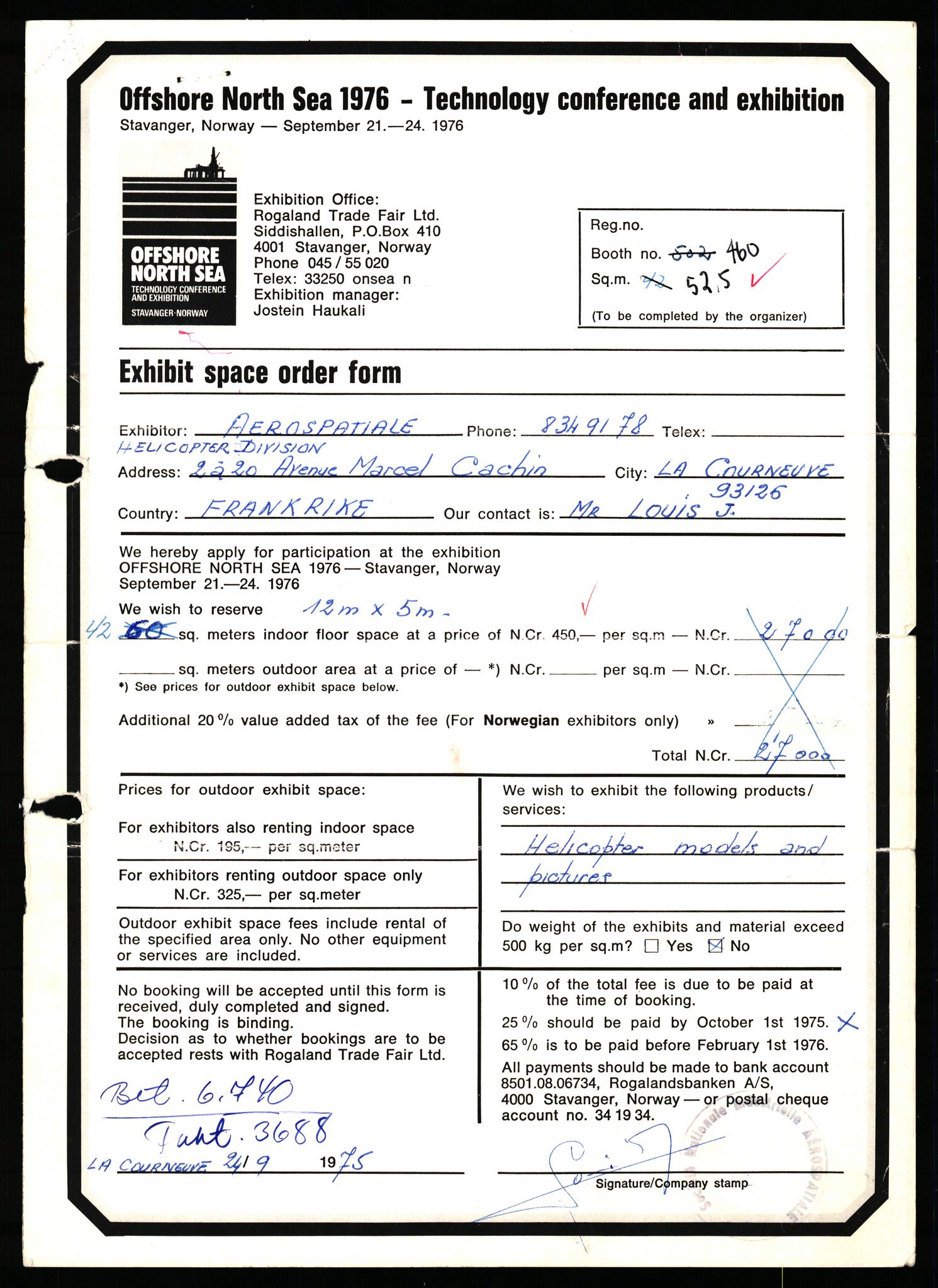 Pa 1716 - Stiftelsen Offshore Northern Seas, AV/SAST-A-102319/F/Fb/L0001: Søknadsskjemaer, 1974-1976, p. 907