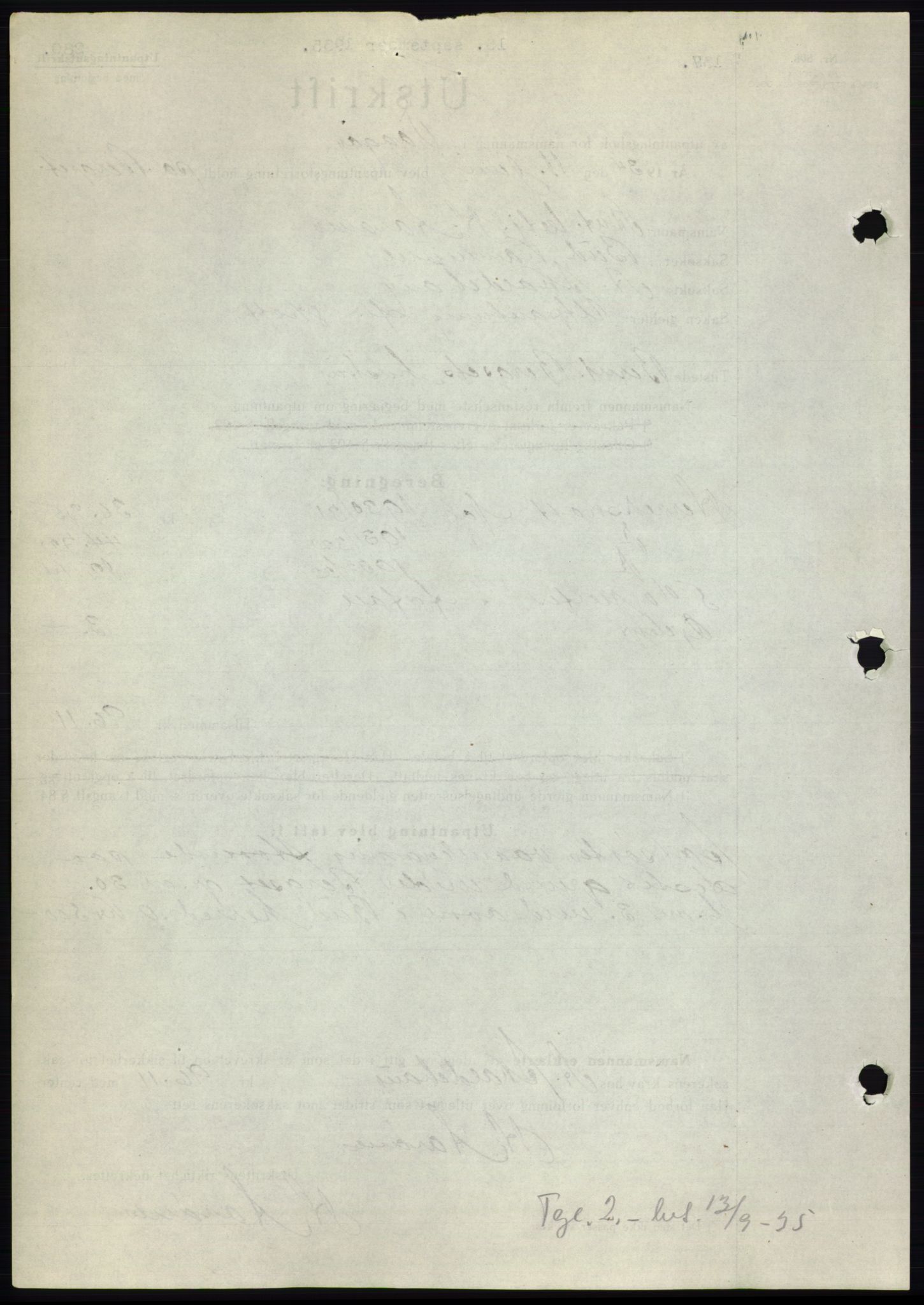 Romsdal sorenskriveri, AV/SAT-A-4149/1/2/2C/L0067: Mortgage book no. 61, 1935-1935, Deed date: 16.09.1935