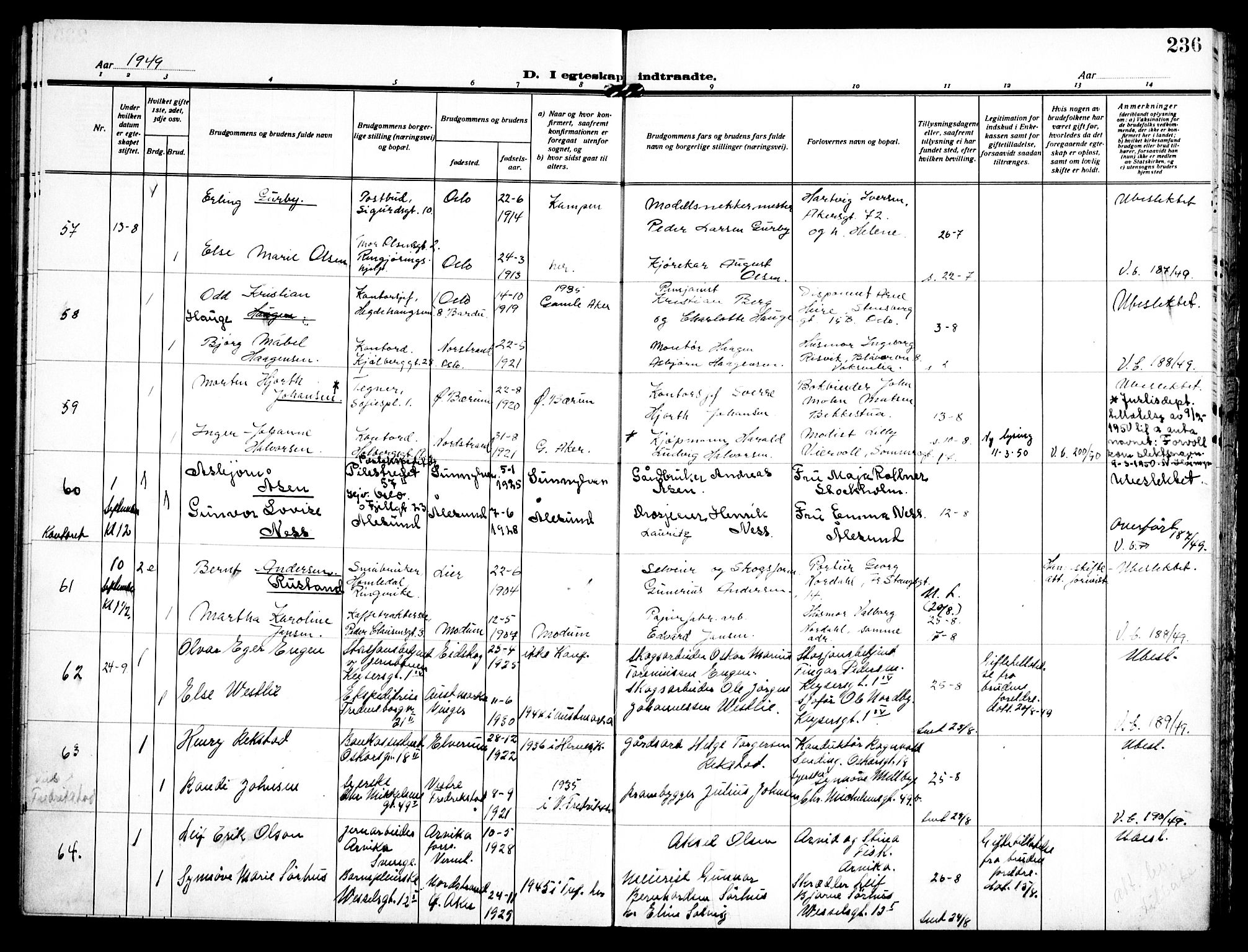 Trefoldighet prestekontor Kirkebøker, SAO/A-10882/H/Ha/L0005: Banns register no. 5, 1932-1952, p. 236