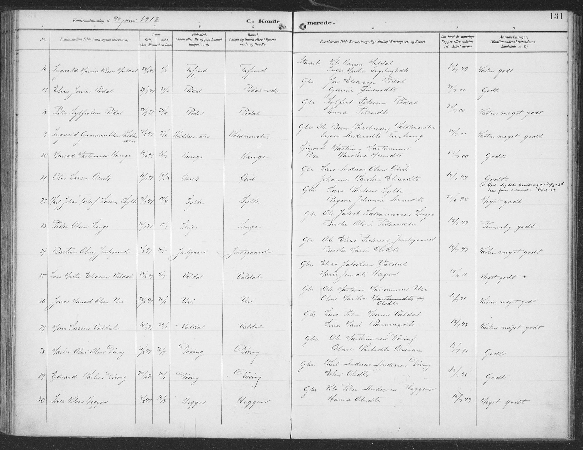 Ministerialprotokoller, klokkerbøker og fødselsregistre - Møre og Romsdal, SAT/A-1454/519/L0256: Parish register (official) no. 519A15, 1895-1912, p. 131