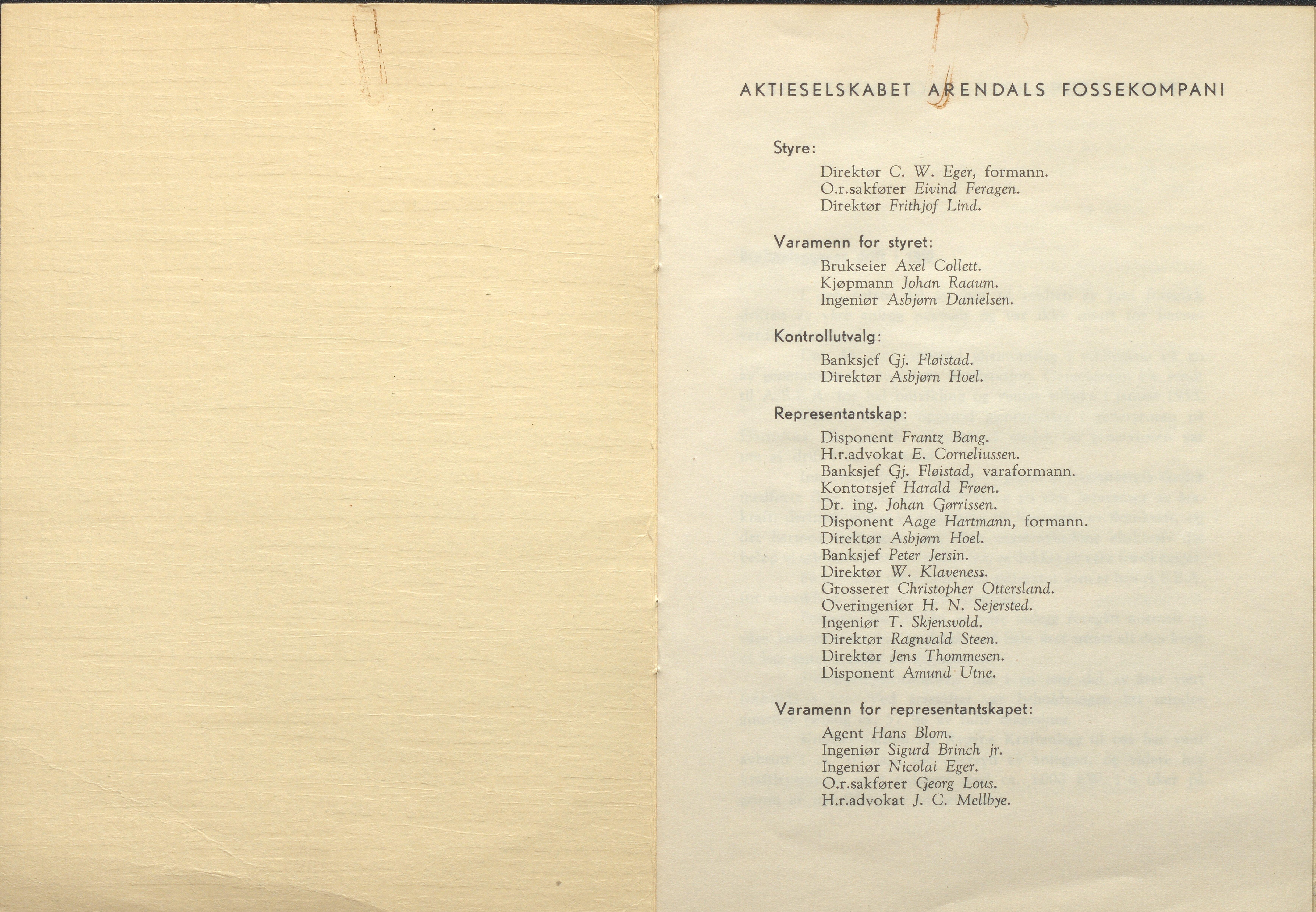 Arendals Fossekompani, AAKS/PA-2413/X/X01/L0001/0012: Beretninger, regnskap, balansekonto, gevinst- og tapskonto / Beretning, regnskap 1945 - 1962, 1945-1962, p. 44