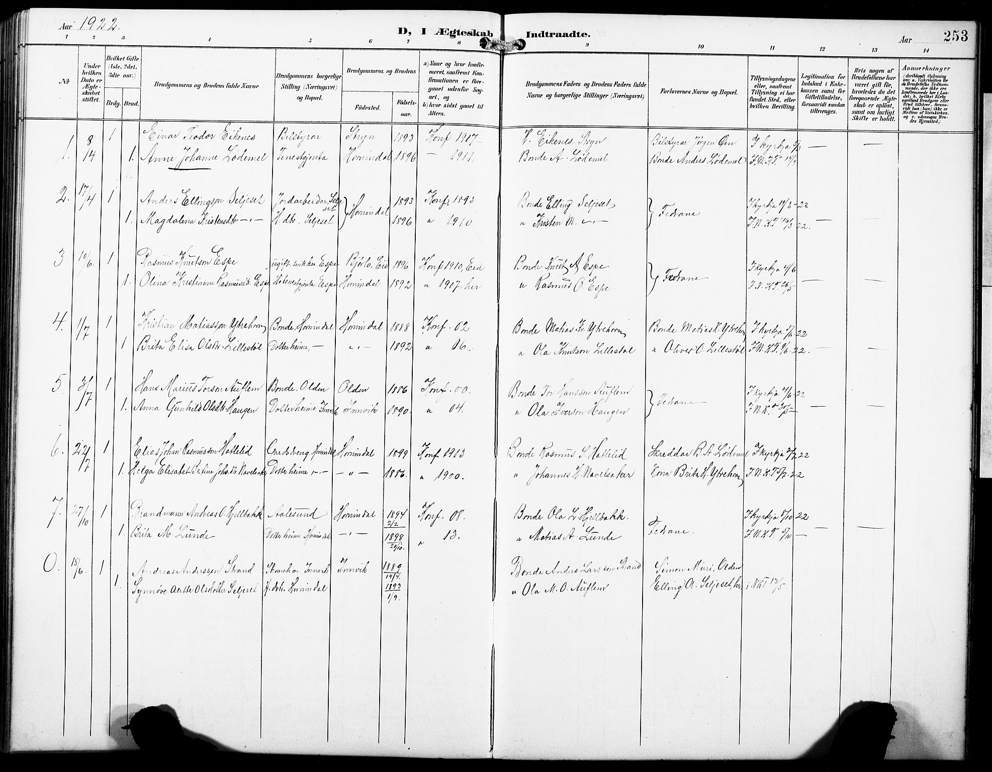 Hornindal sokneprestembete, AV/SAB-A-82401/H/Hab: Parish register (copy) no. A 2, 1894-1927, p. 253